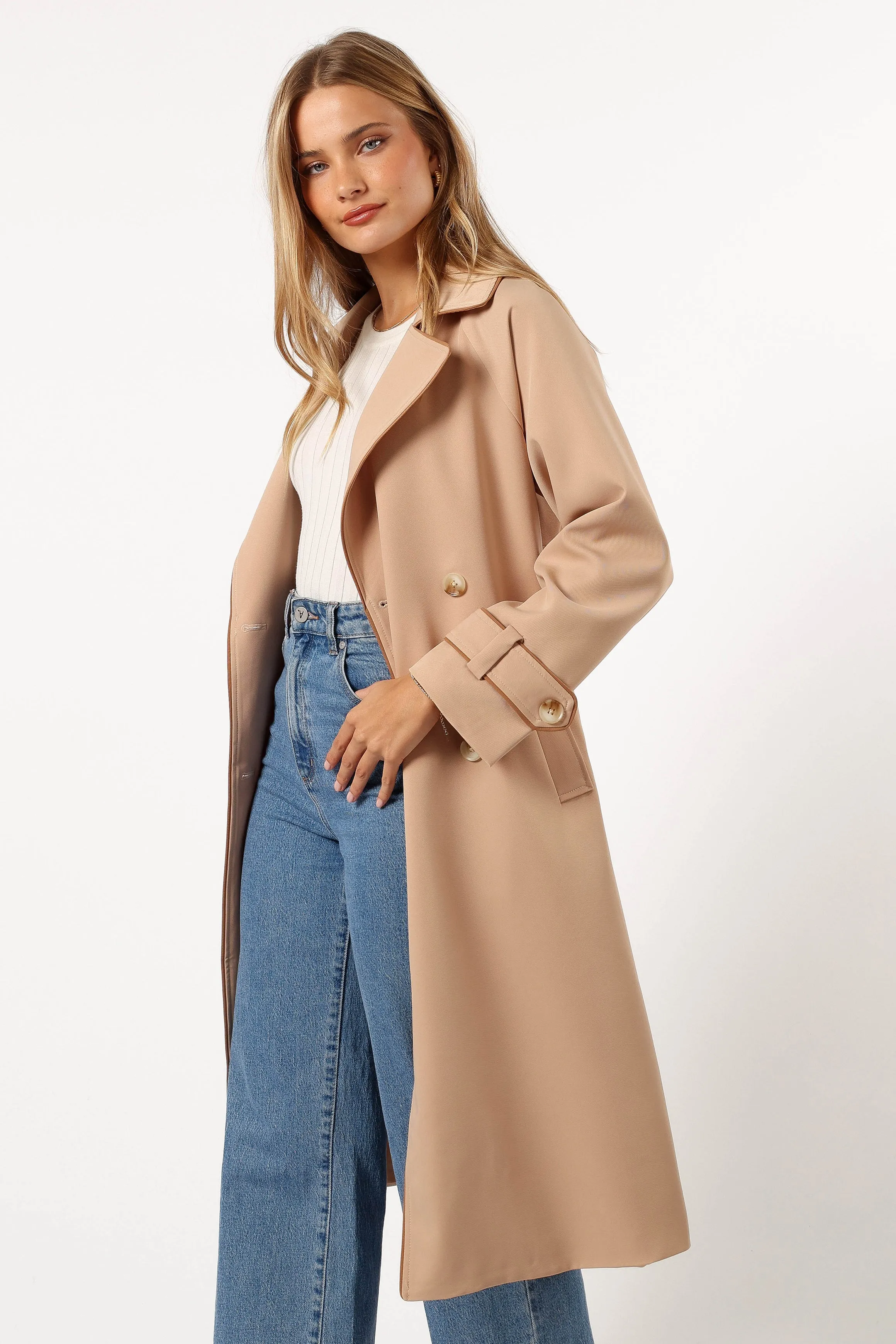Cayenne Contrast Binding Trench Coat - Camel sold by Petal & Pup product image thumbnail 3