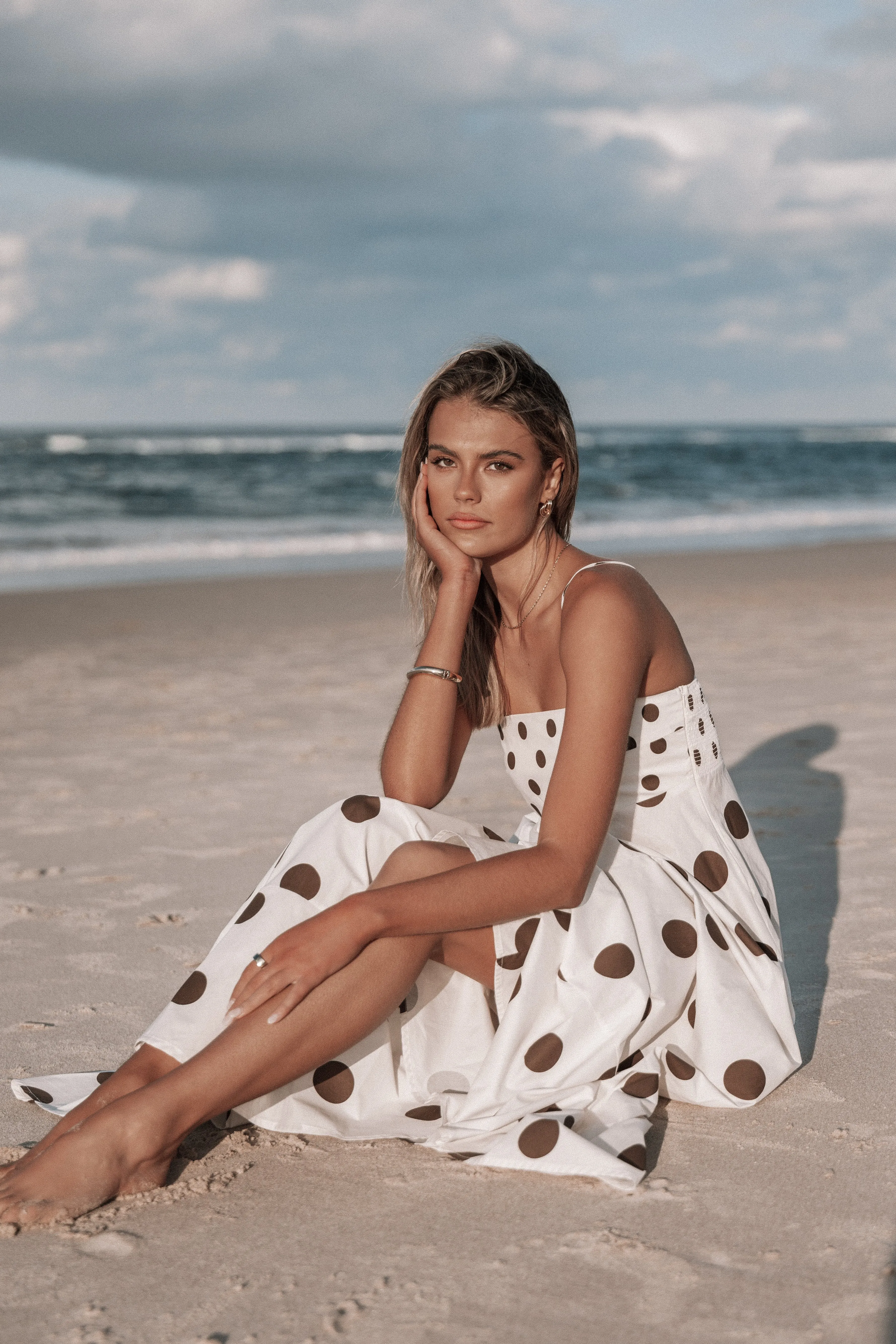 Deenie Maxi Dress - Chocolate Brown Spot sold by Petal & Pup