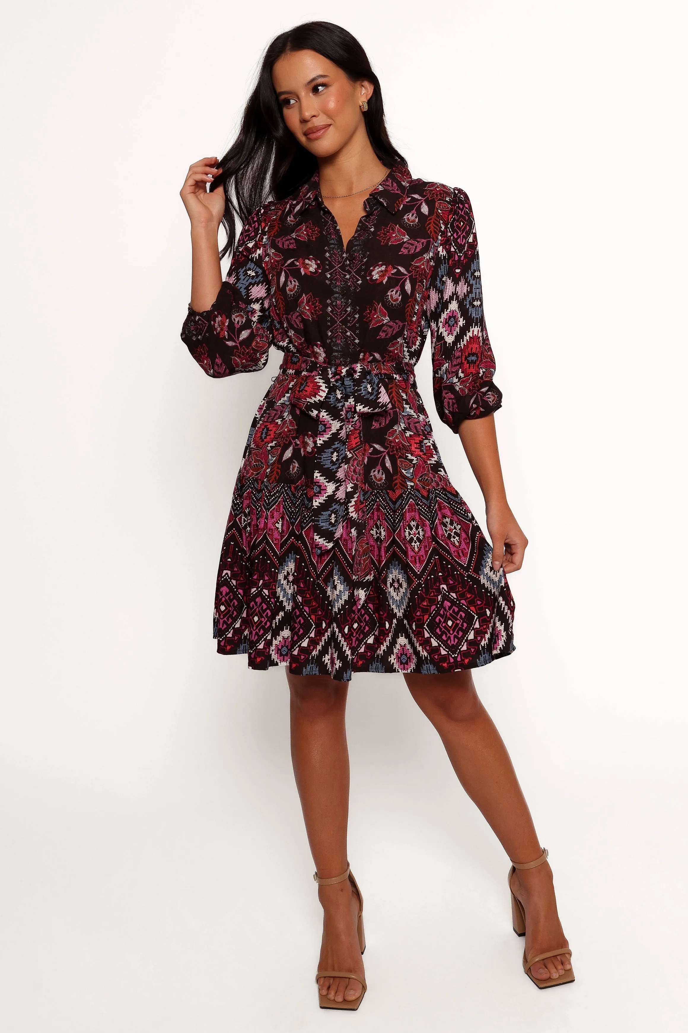 Mandy Long Sleeve Mini Dress - Chocolate Brown sold by Petal & Pup product image thumbnail 3