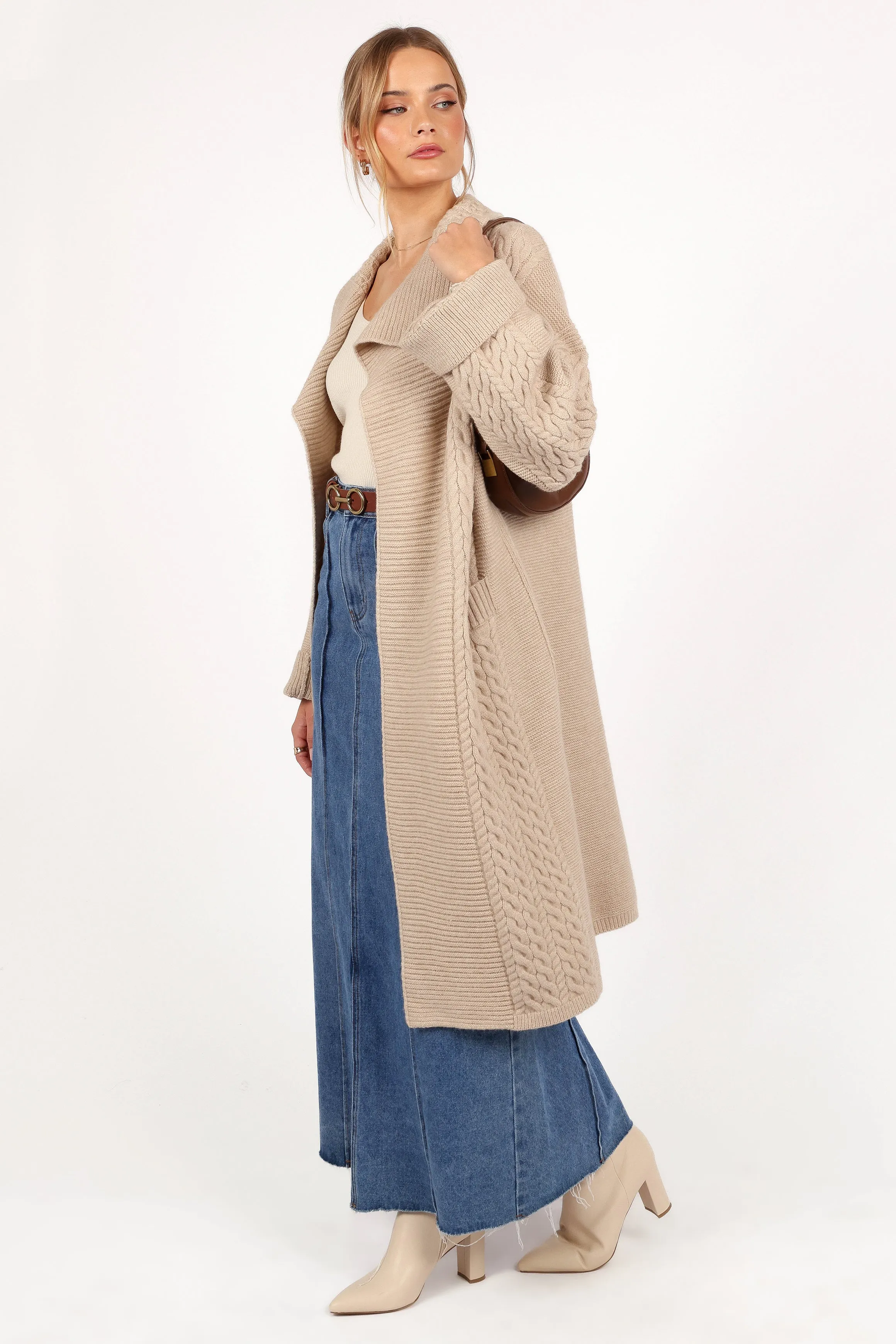 Soma Oversized Open Front Cardigan - Beige sold by Petal & Pup product image thumbnail 4