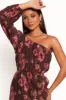 Pontee One Shoulder Pleated Midi Dress - Chocolate Brown sold by Petal & Pup