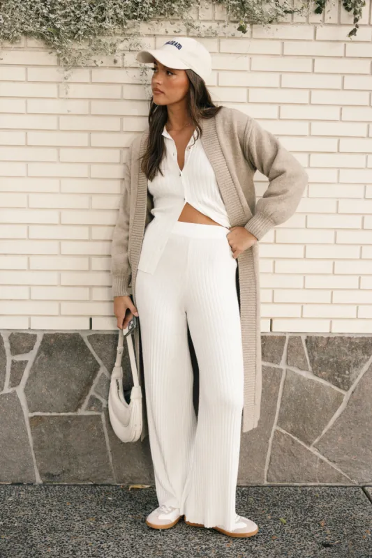 Aylia Ribbed Knit Set - Off White sold by Petal & Pup