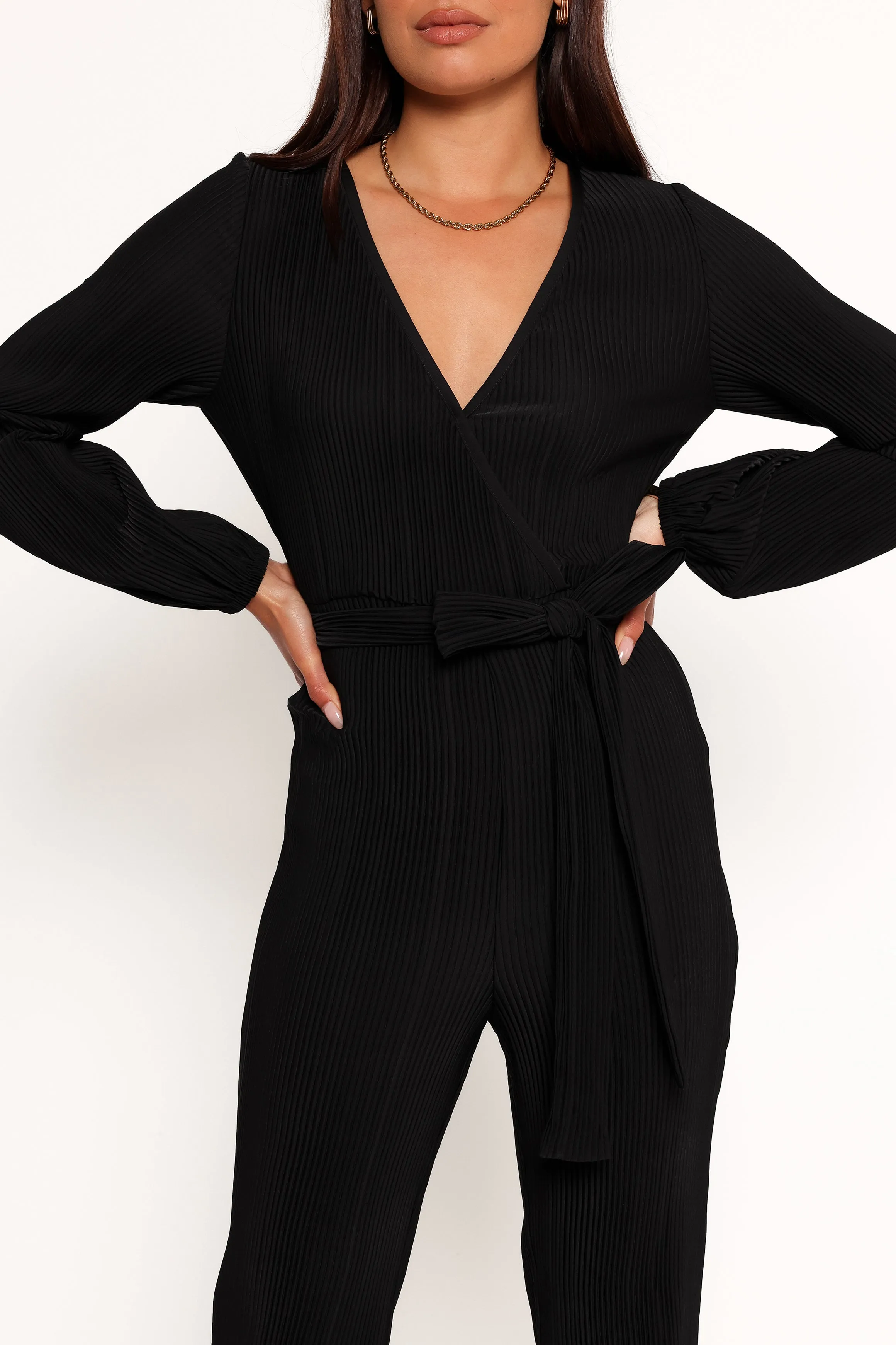 Solange Plisse Jumpsuit - Black sold by Petal & Pup product image thumbnail 3