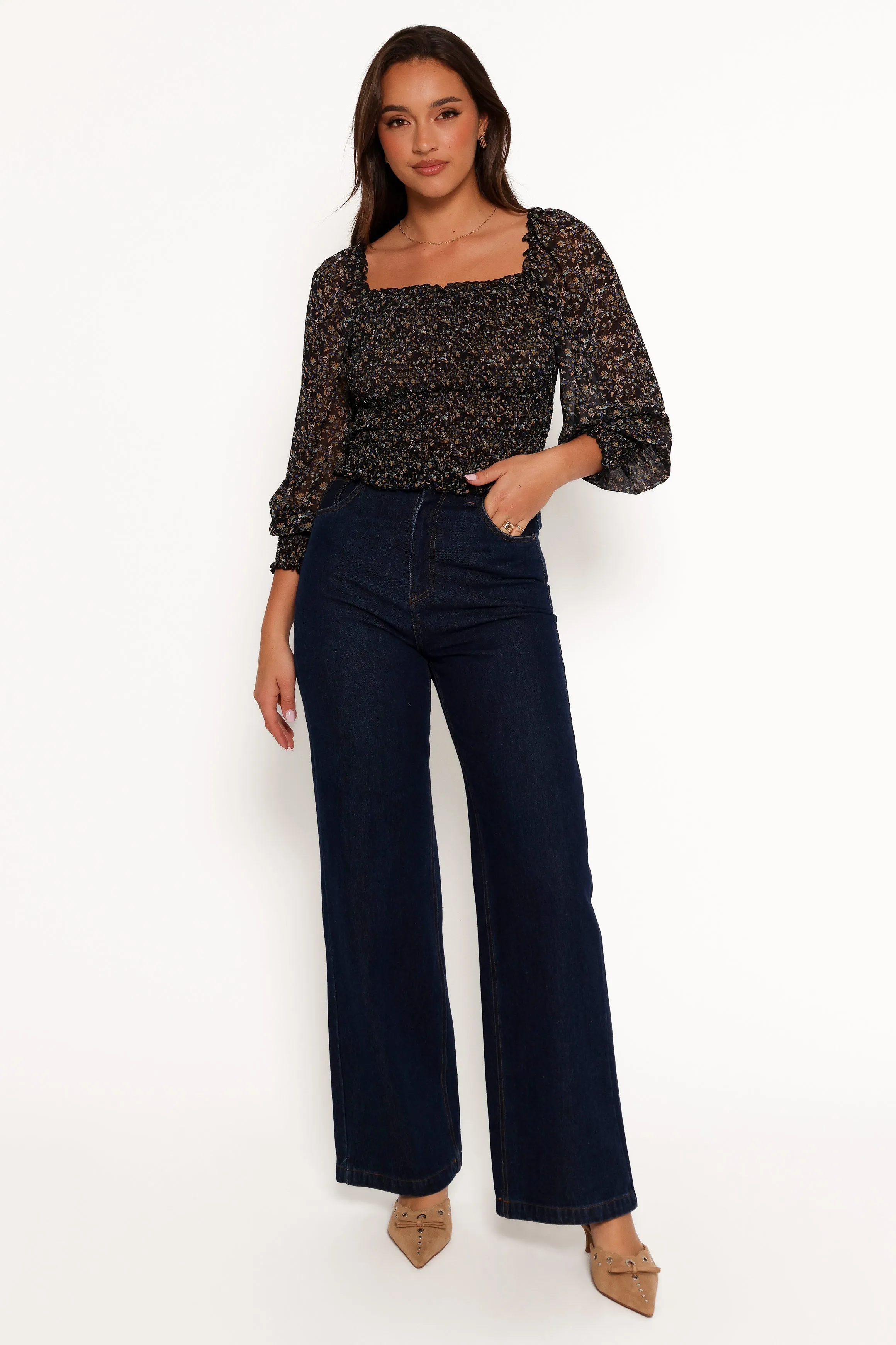 Greta Top - Navy Ditsy Floral sold by Petal & Pup product image thumbnail 2