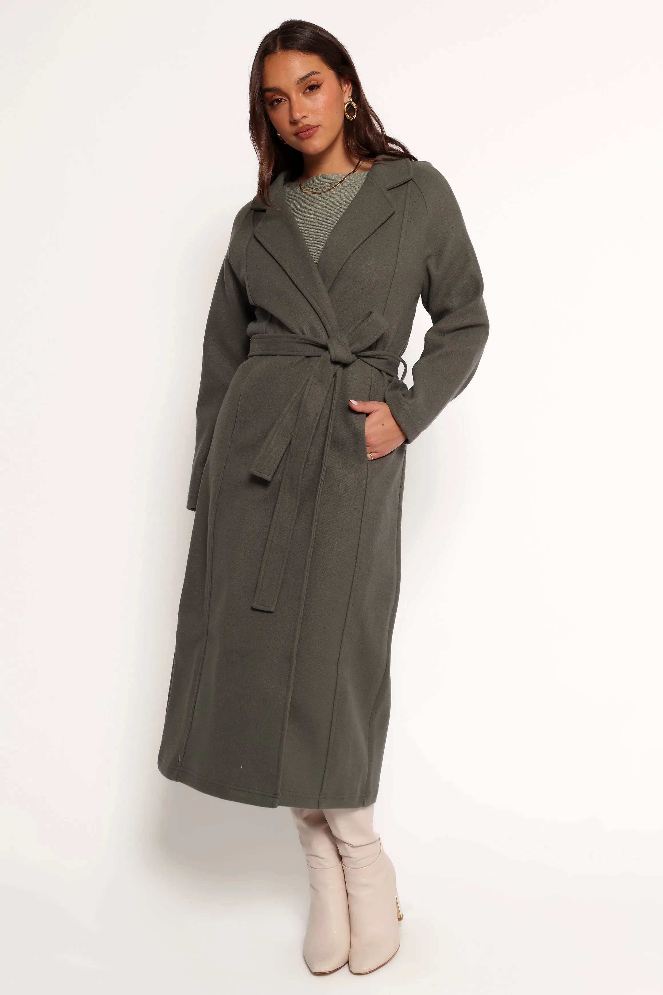 Violeta Tie Front Coat - Olive sold by Petal & Pup product image thumbnail 5