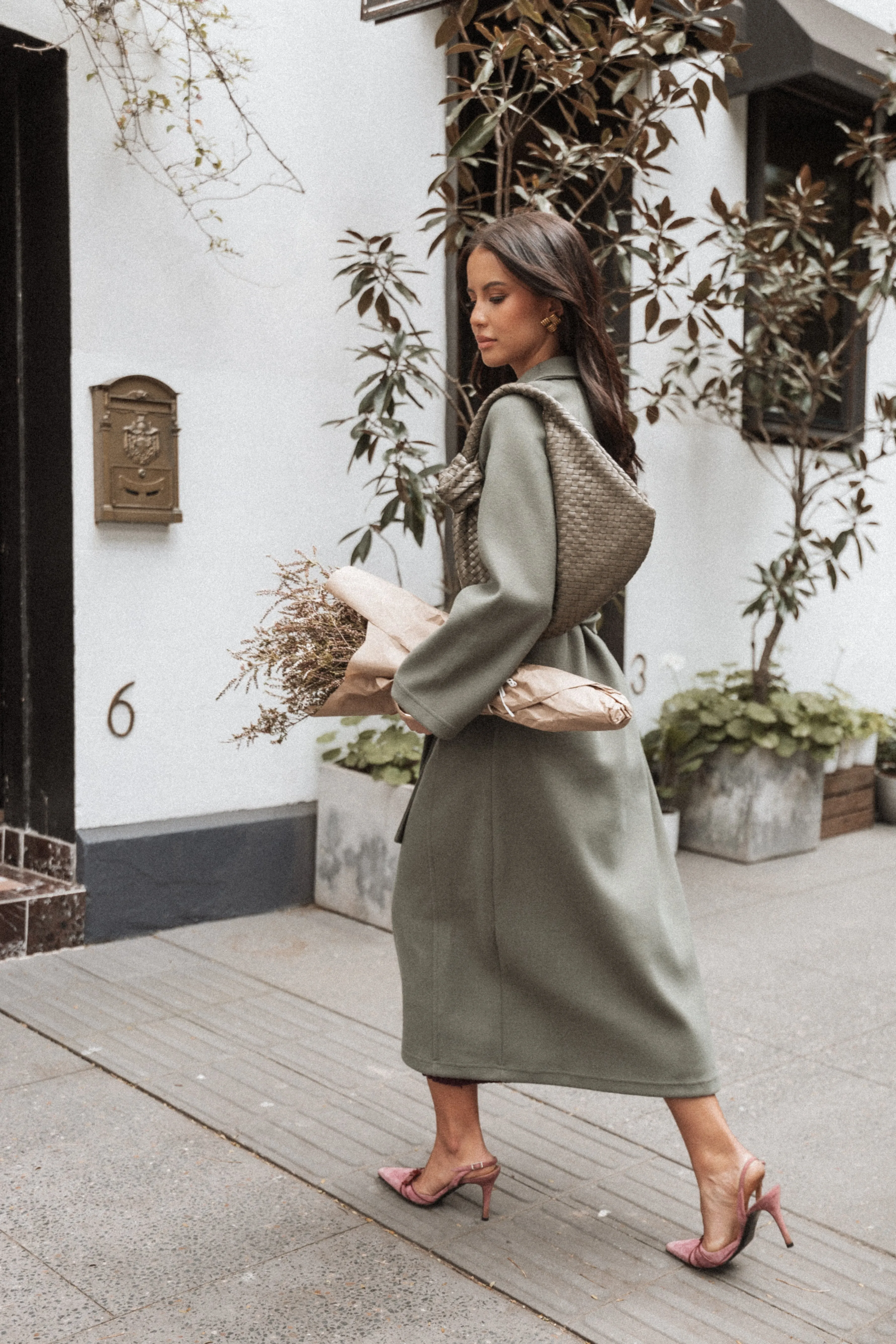 Violeta Tie Front Coat - Olive sold by Petal & Pup product image thumbnail 2
