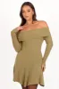 Francisco Long Sleeve Mini Dress - Olive sold by Petal & Pup