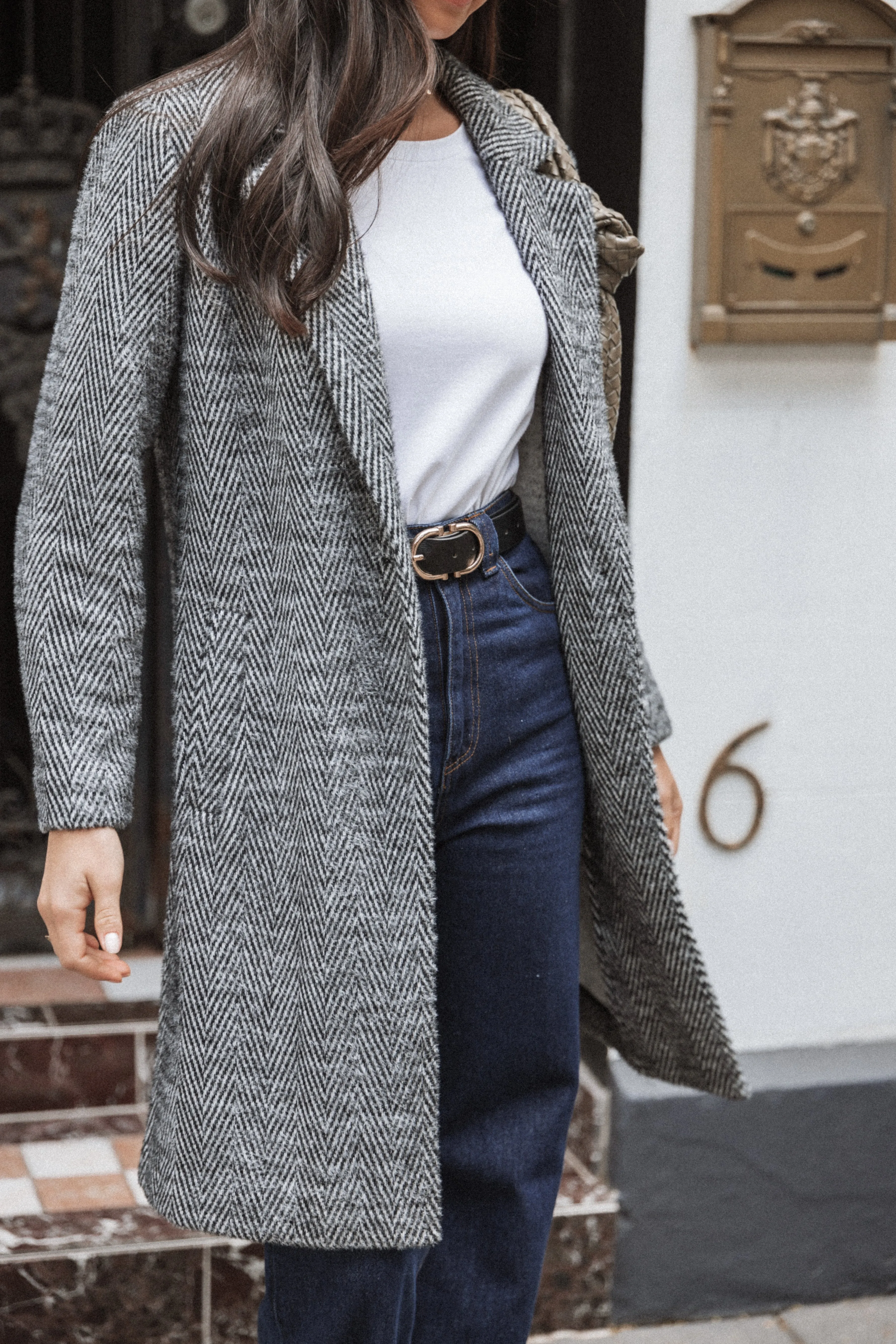 Nicoletta Single Button Herringbone Coat - Black sold by Petal & Pup product image thumbnail 3