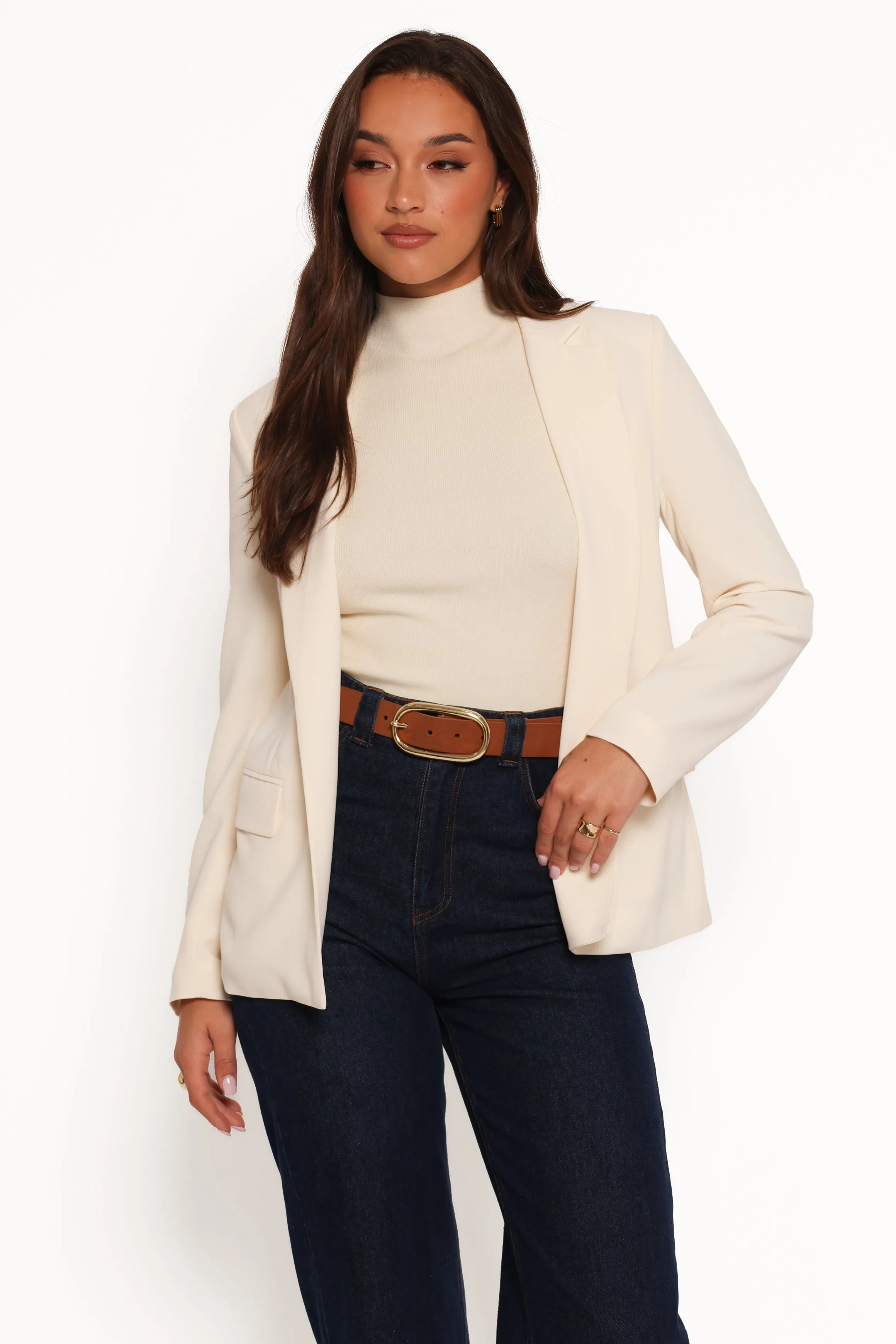 Volina Open Front Blazer - Cream sold by Petal & Pup product image thumbnail 4