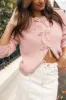 Wilde Bow Front Cardigan - Blush sold by Petal & Pup