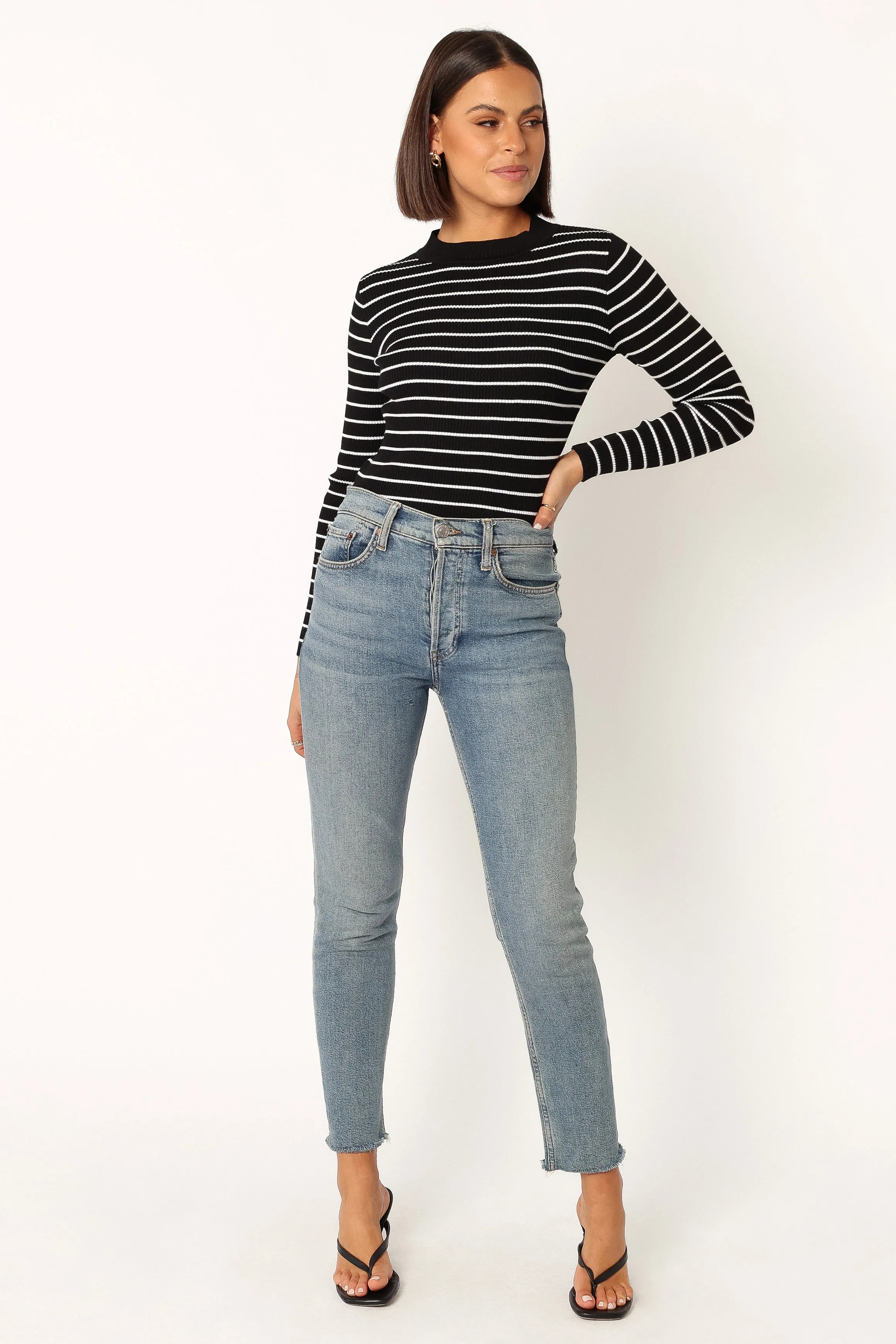 Stacie Ribbed Knit Top - Black Stripe sold by Petal & Pup product image thumbnail 2