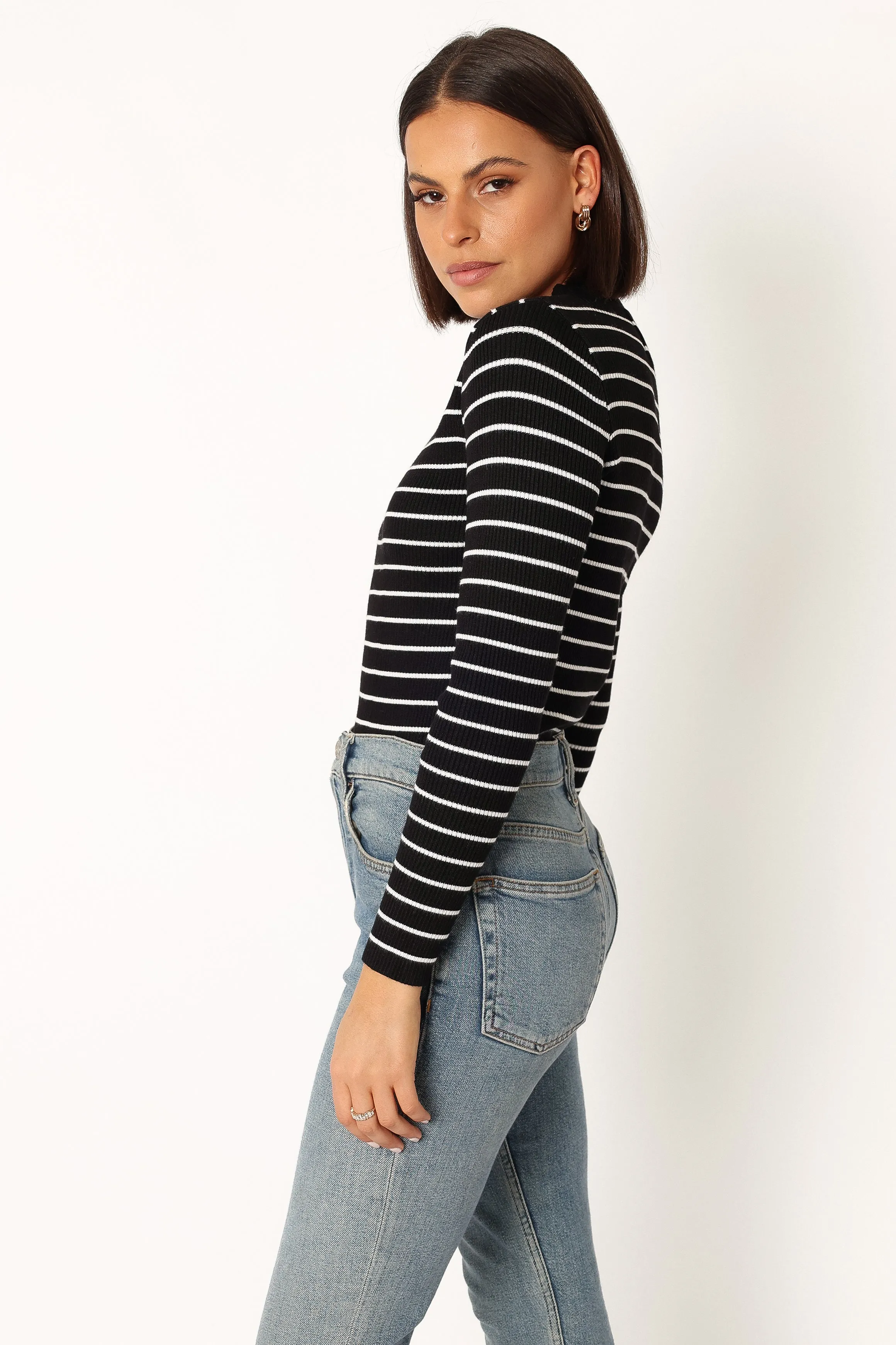 Stacie Ribbed Knit Top - Black Stripe sold by Petal & Pup product image thumbnail 5