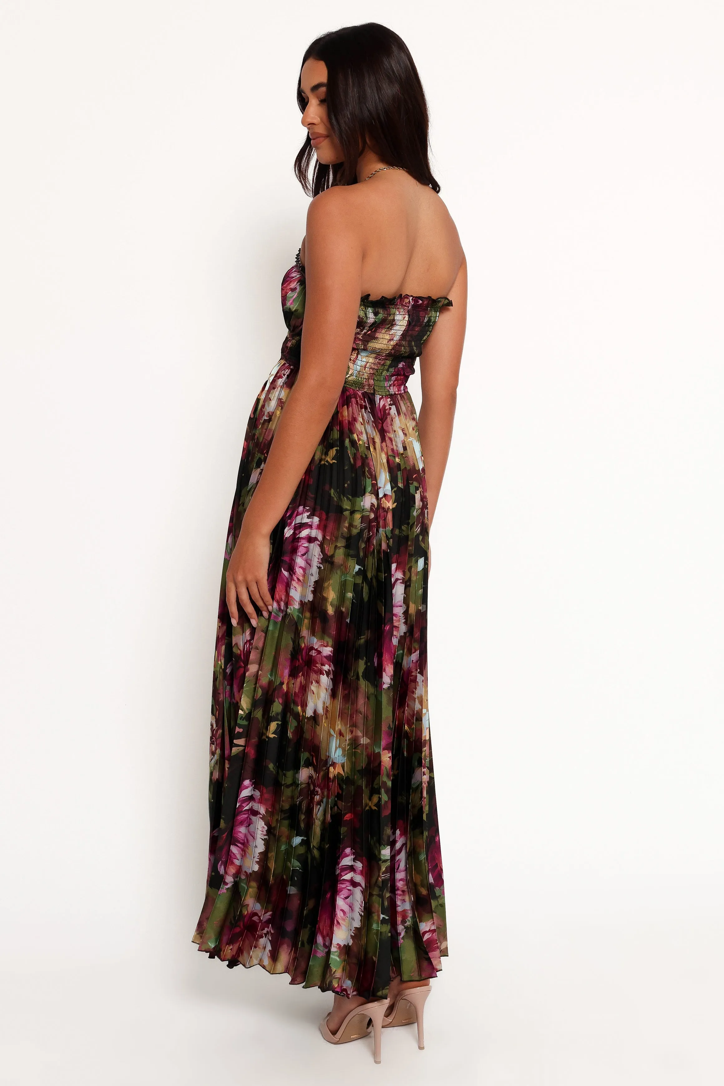 Angelique Strapless Maxi Dress - Grey Blurred Floral sold by Petal & Pup product image thumbnail 4