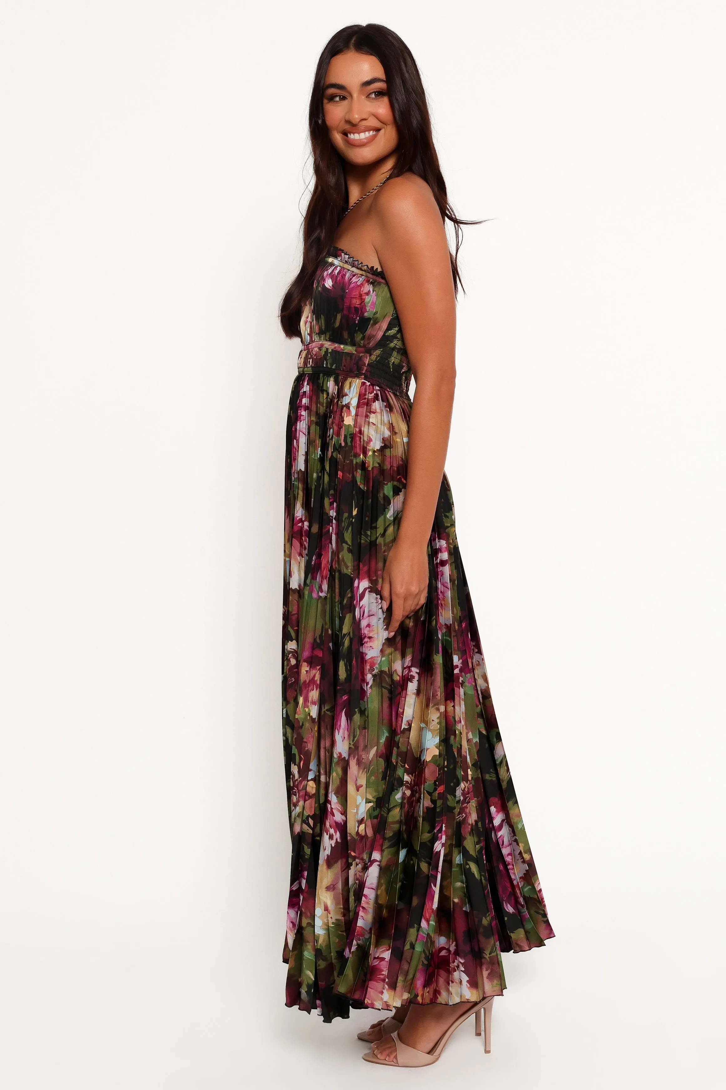 Angelique Strapless Maxi Dress - Grey Blurred Floral sold by Petal & Pup product image thumbnail 3