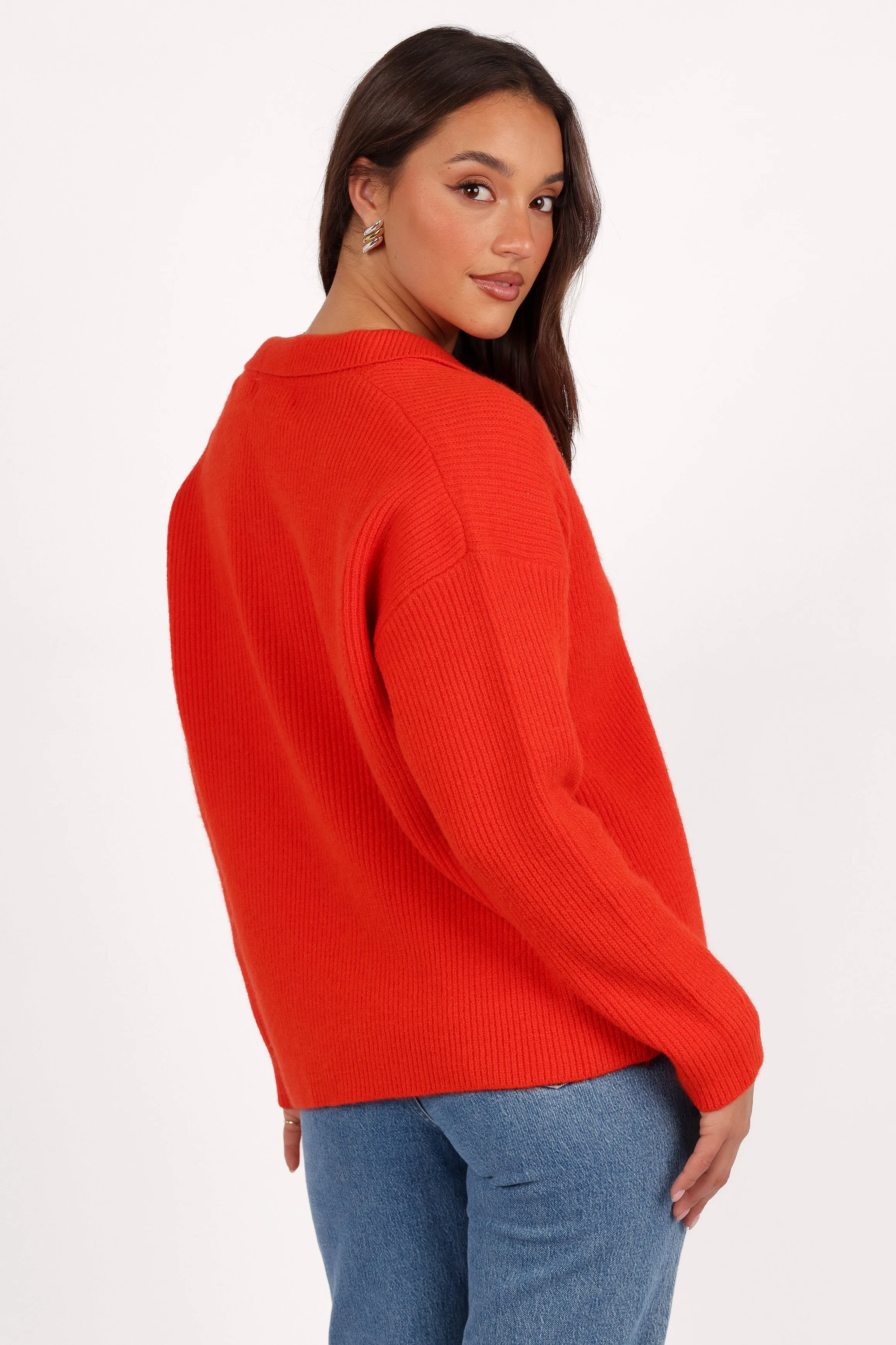 Zala Vneck Collar Knit Sweater - Red sold by Petal & Pup product image thumbnail 5