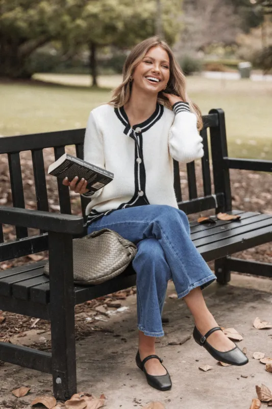 Yorkshire Contrast Hem Cardigan - Cream sold by Petal & Pup