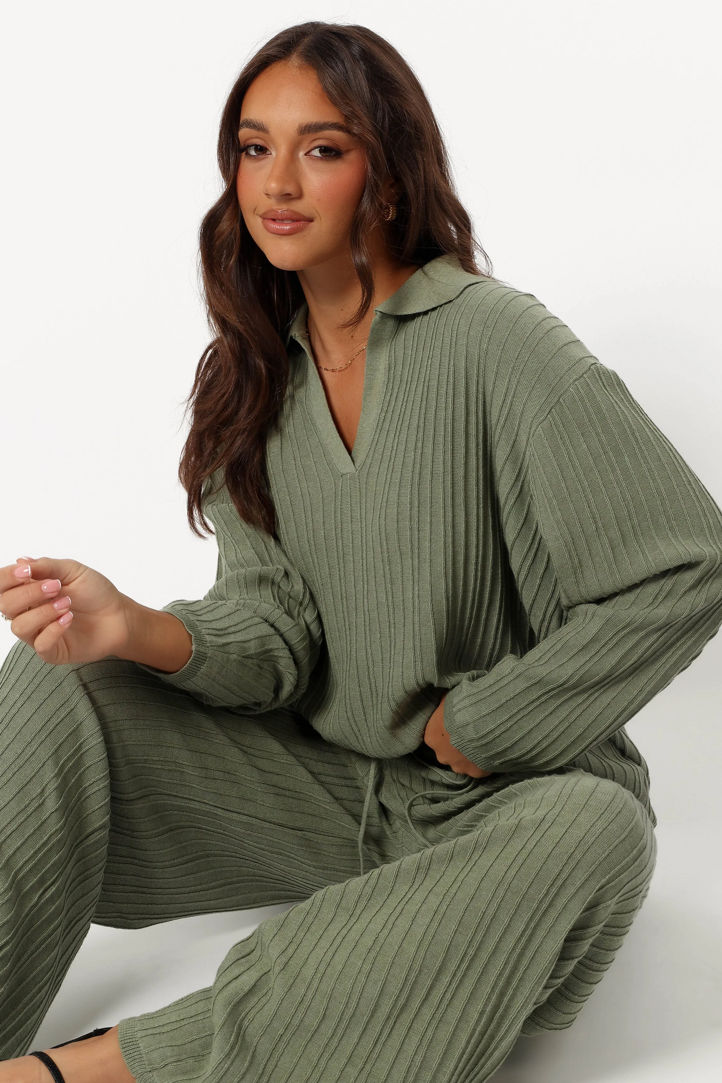 Sonole Cable Knit Sweater - Khaki sold by Petal & Pup product image thumbnail 2