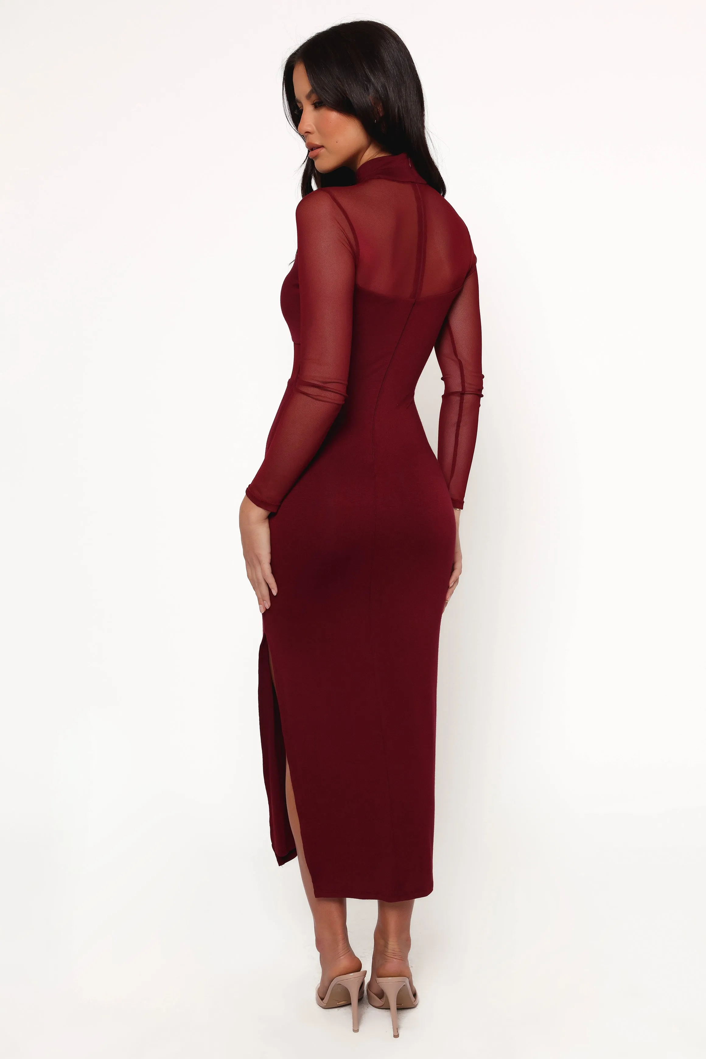 Farrow Long Sleeve Midi Dress - Wine sold by Petal & Pup product image thumbnail 4