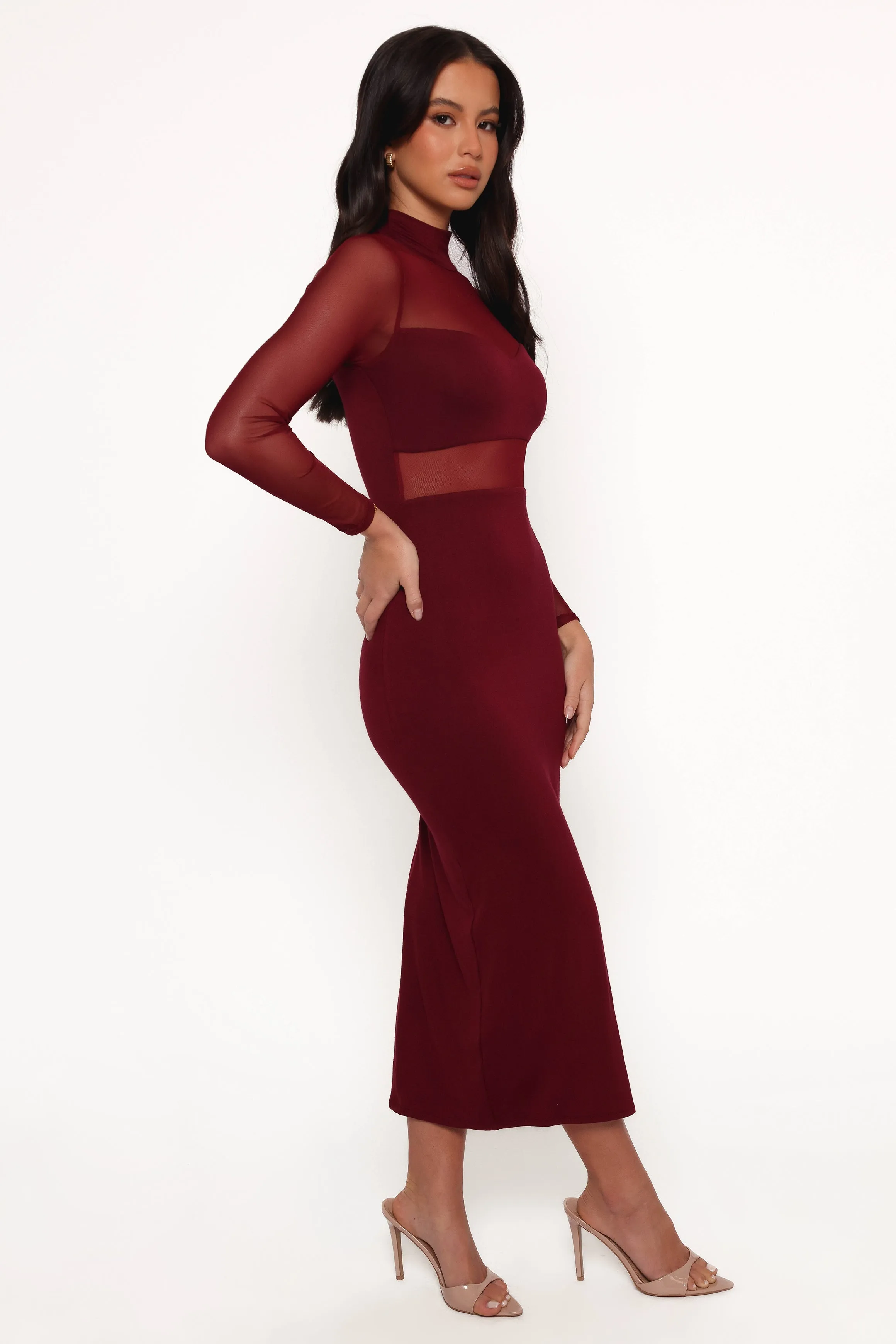 Farrow Long Sleeve Midi Dress - Wine sold by Petal & Pup product image thumbnail 5
