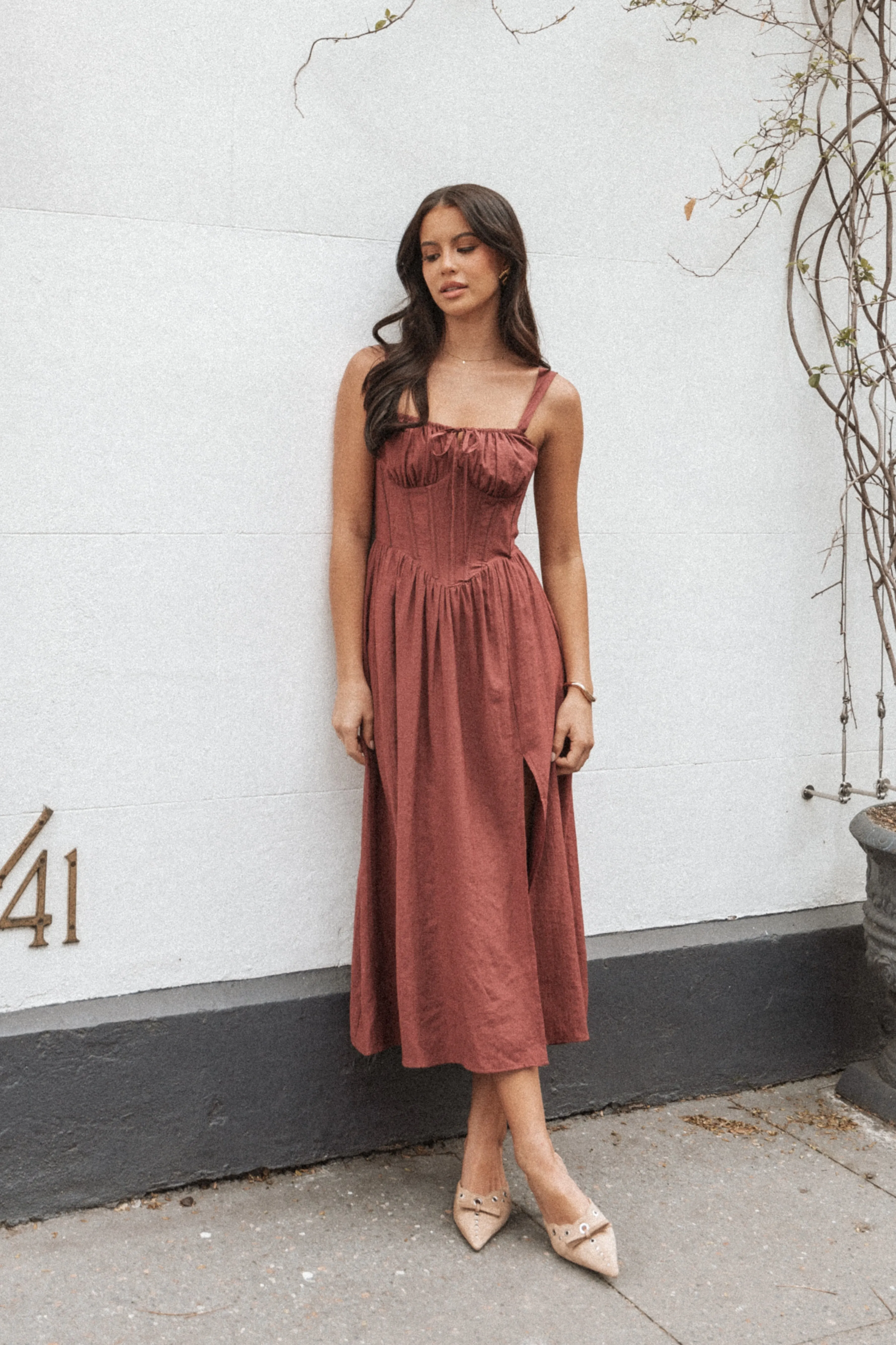 Sofie Midi Dress - Brick sold by Petal & Pup product image thumbnail 2