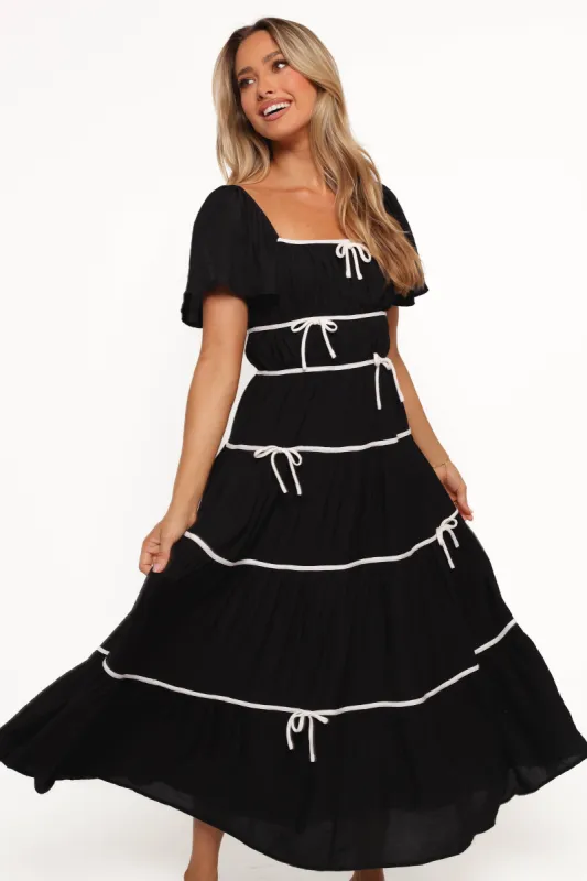 Harvey Maxi Bow Dress - Black/White made by Petal & Pup