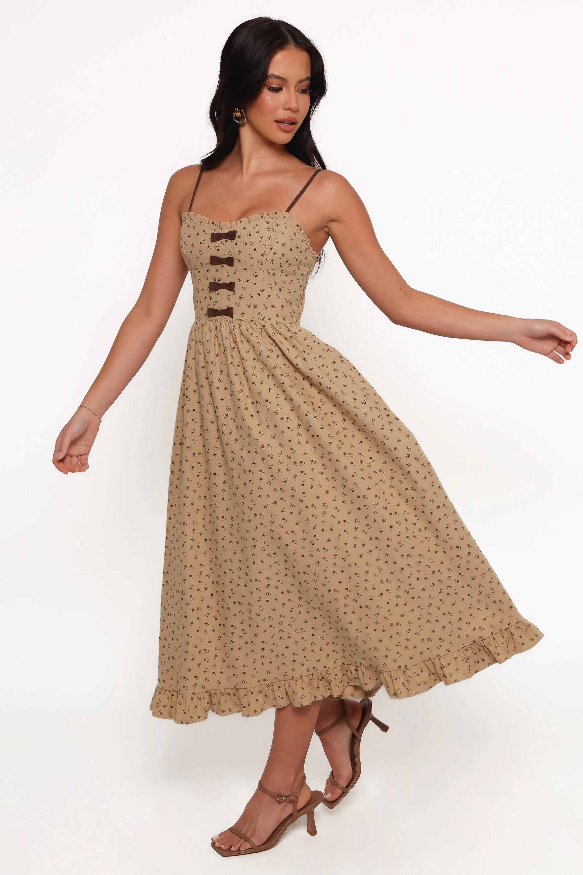 Robbins Midi Dress - Beige Brown sold by Petal & Pup product image thumbnail 3