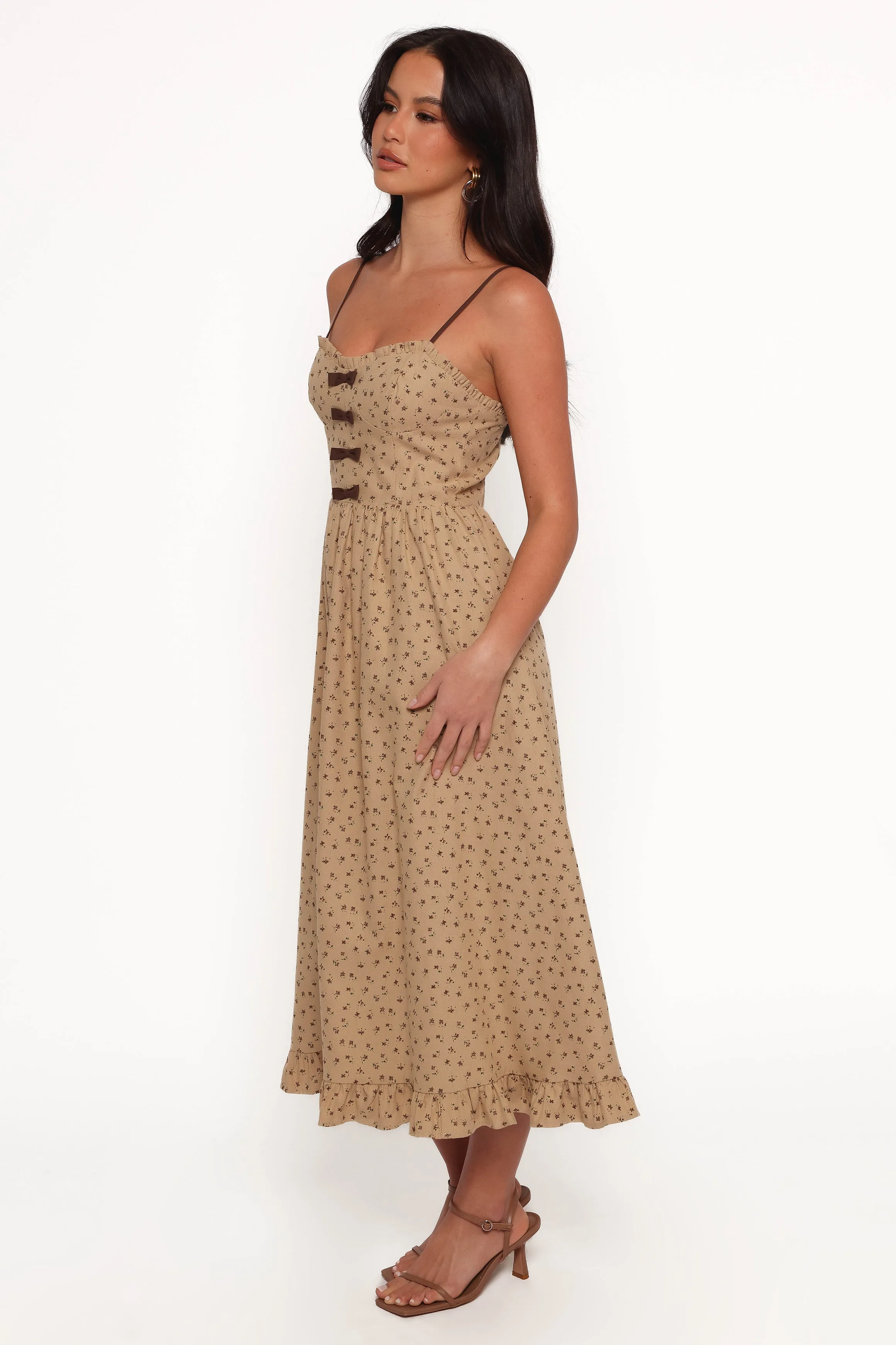 Robbins Midi Dress - Beige Brown sold by Petal & Pup product image thumbnail 4