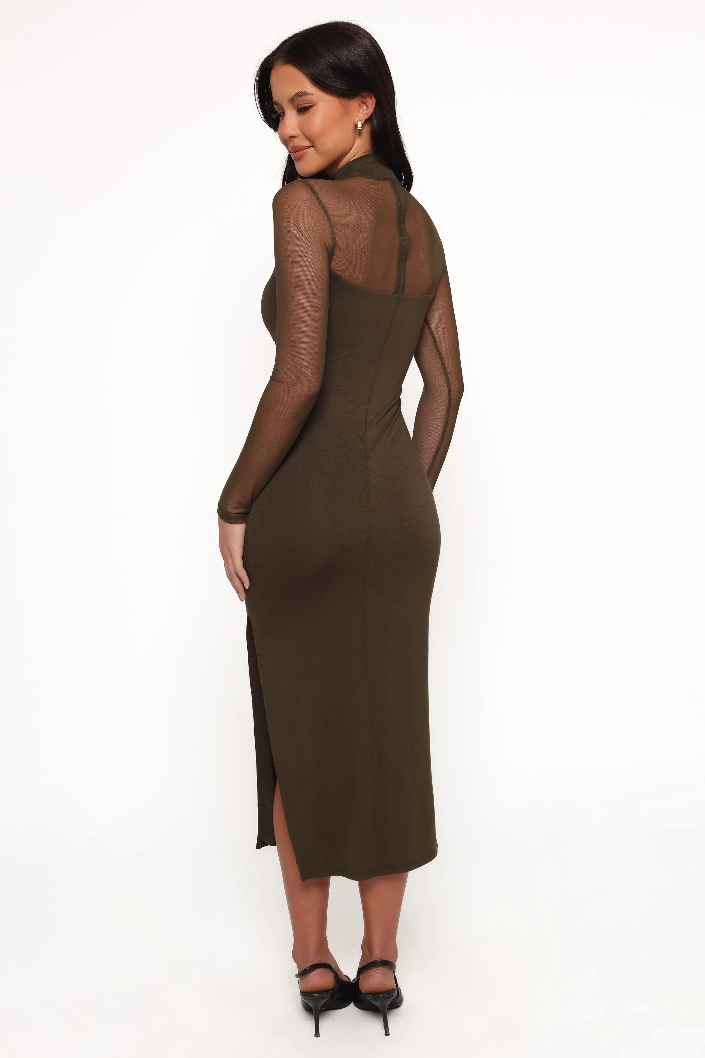Farrow Long Sleeve Midi Dress - Olive sold by Petal & Pup product image thumbnail 4