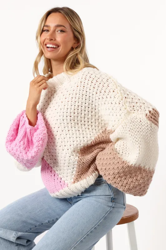 Koda Pattern Knit Sweater - Pink Multi sold by Petal & Pup