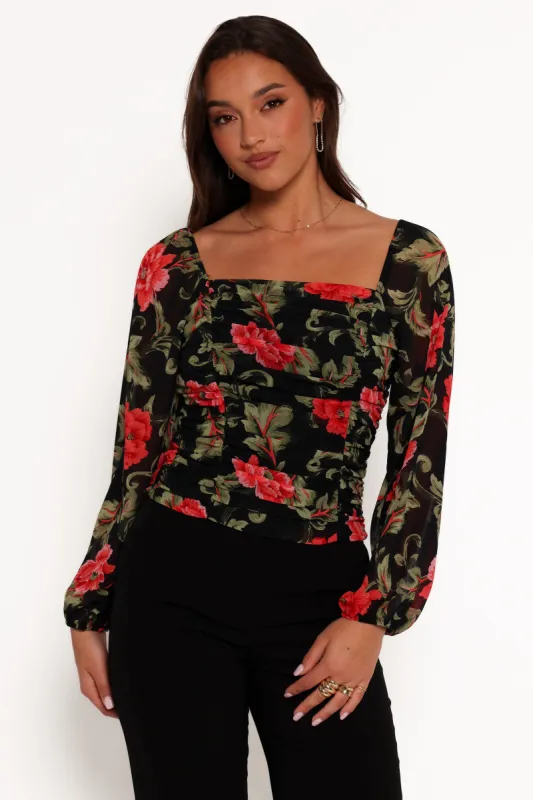 Maia Top - Black Floral sold by Petal & Pup