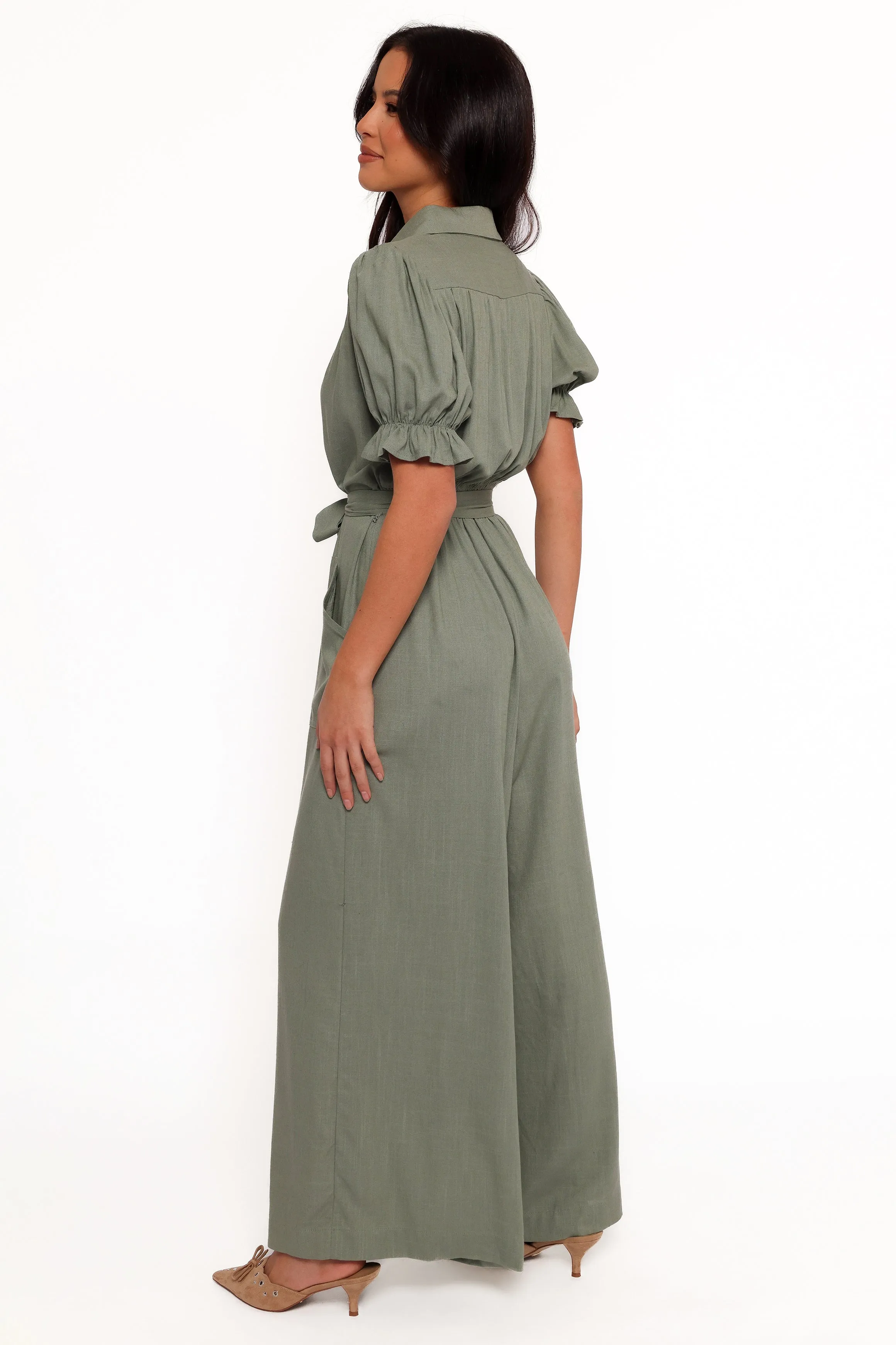 Minnie Waist Tie Jumpsuit - Olive sold by Petal & Pup product image thumbnail 4