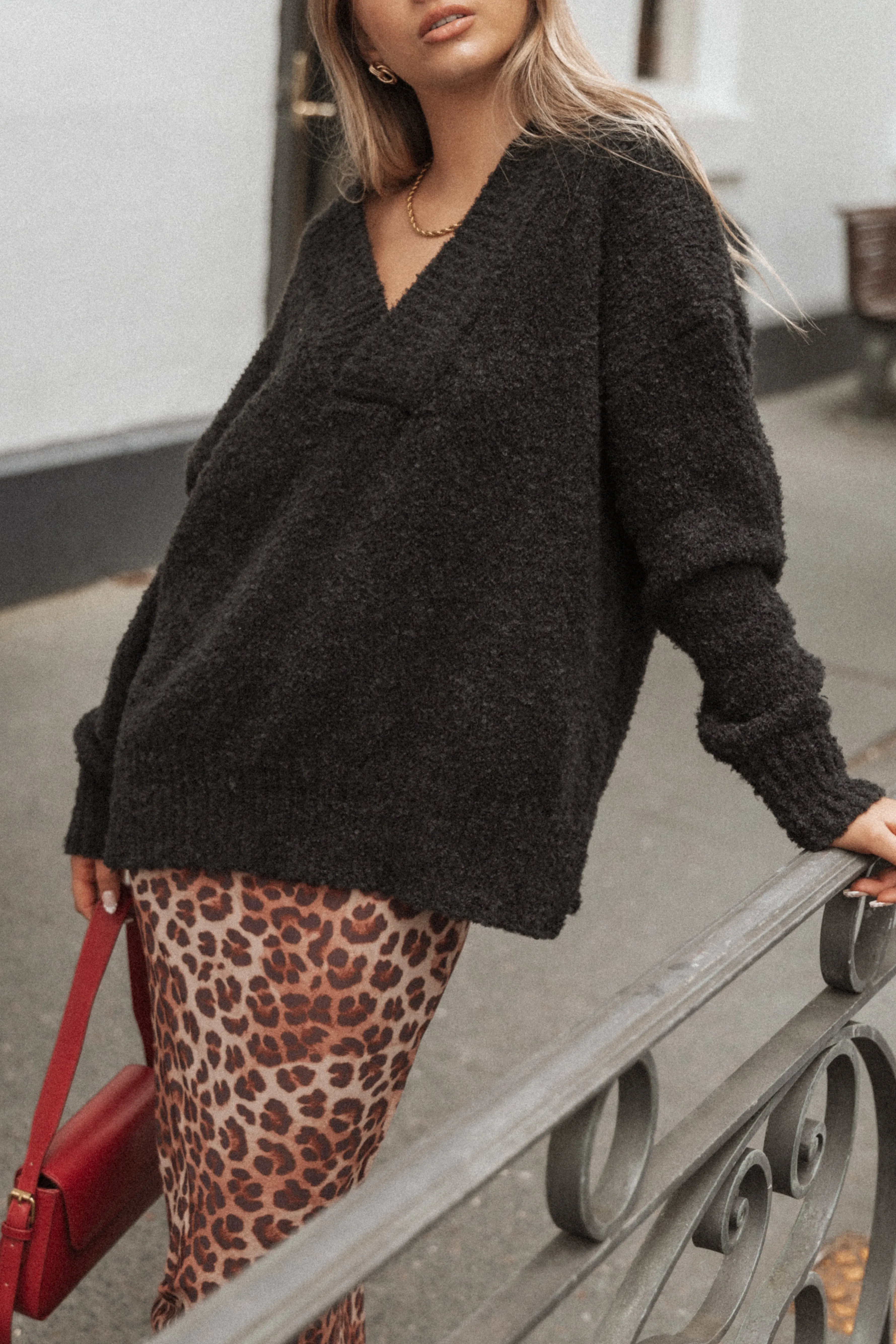 Charisma Vneck Knit Sweater - Black sold by Petal & Pup product image thumbnail 2