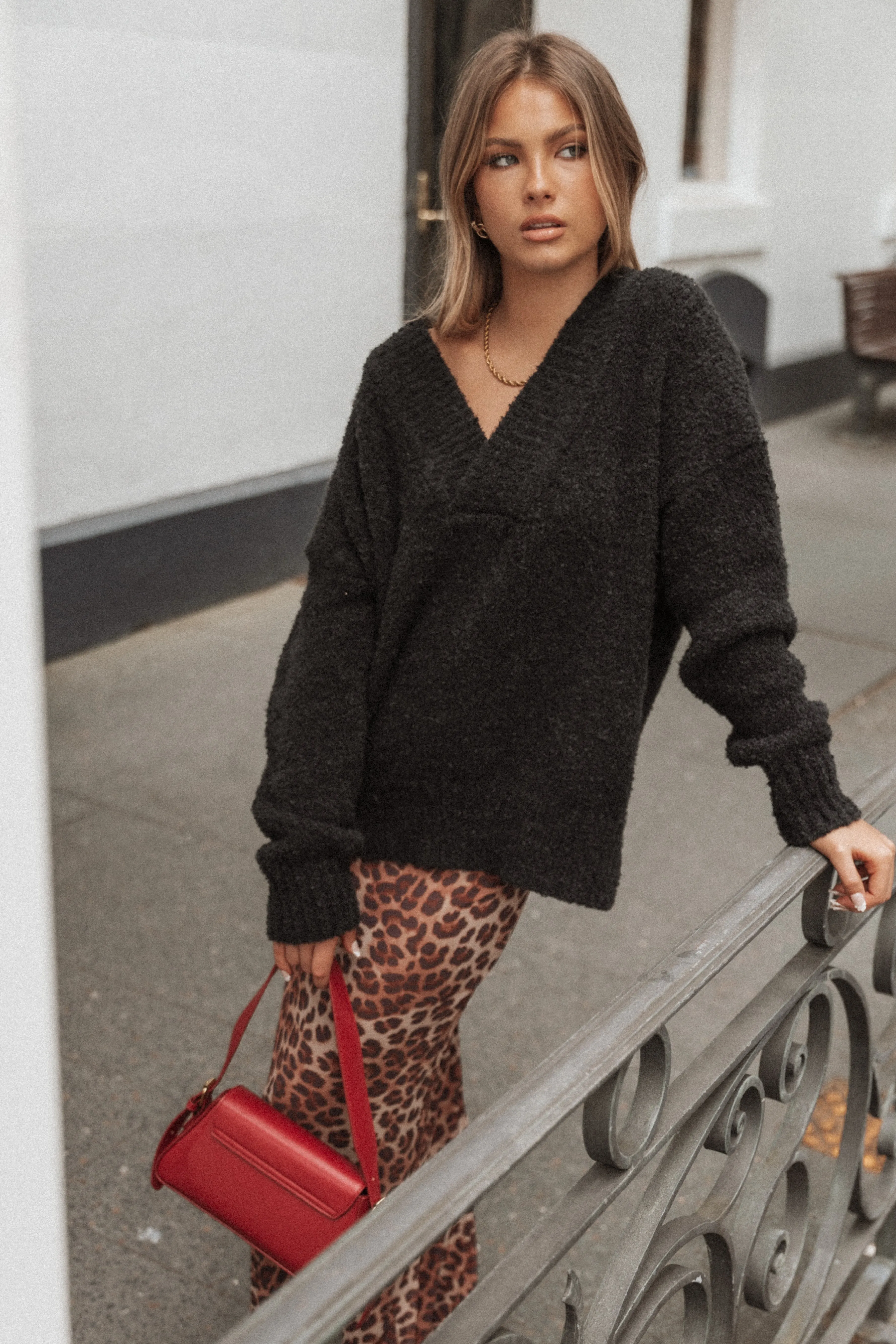 Charisma Vneck Knit Sweater - Black sold by Petal & Pup