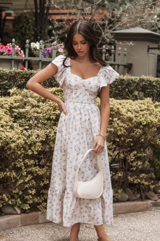 Myles Maxi Dress - Beige Floral sold by Petal & Pup
