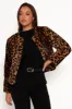 Cassia Faux Fur Leopard Crop Jacket - Leopard sold by Petal & Pup