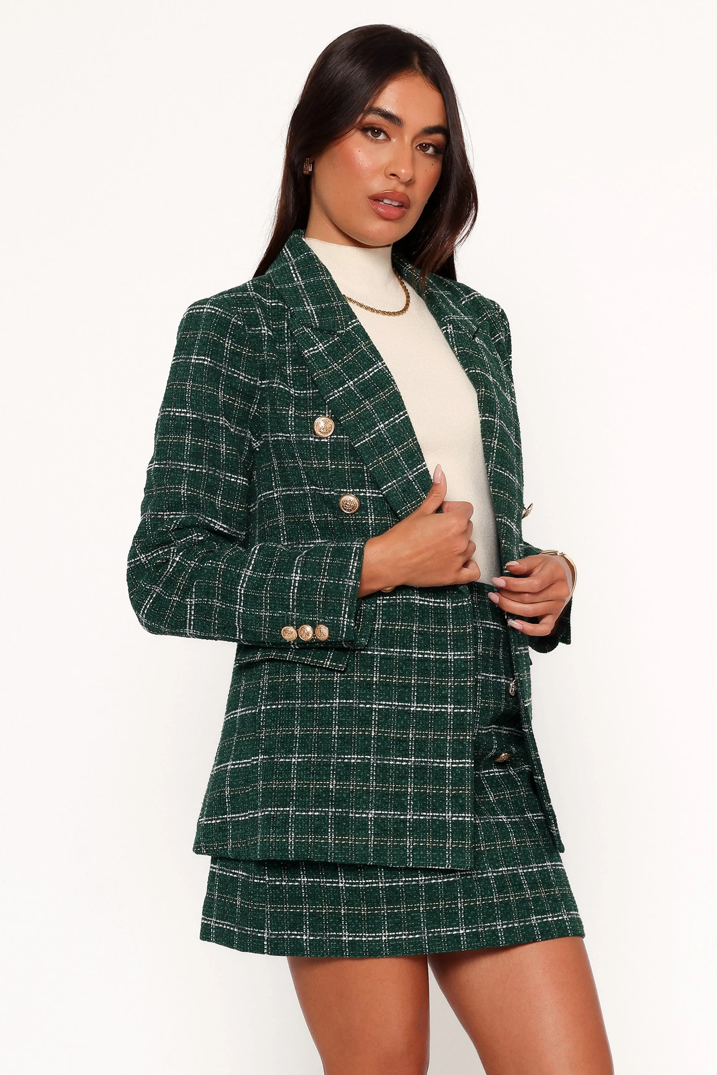 Jules Twill Plaid Blazer - Green sold by Petal & Pup product image thumbnail 5
