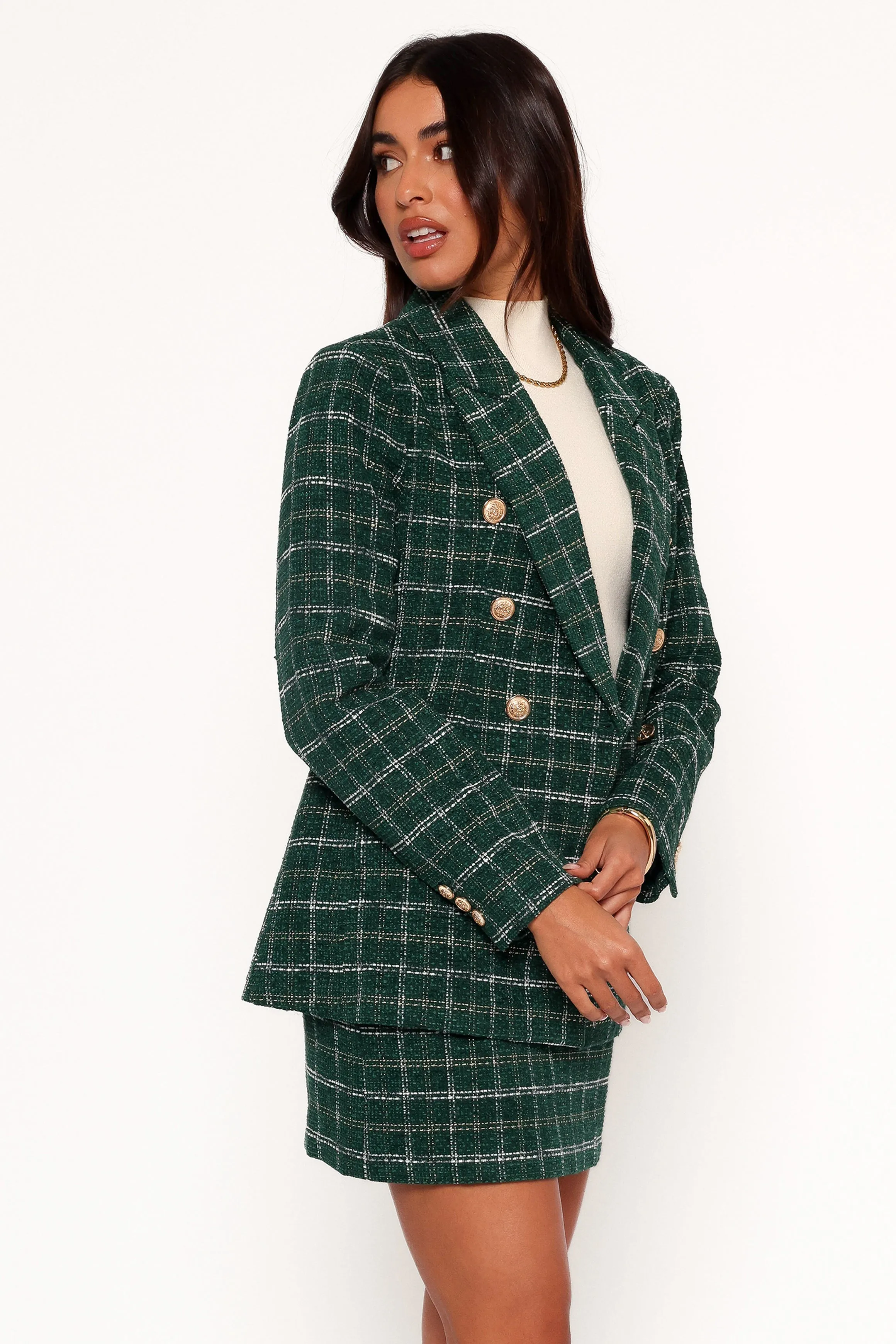 Jules Twill Plaid Blazer - Green sold by Petal & Pup product image thumbnail 2