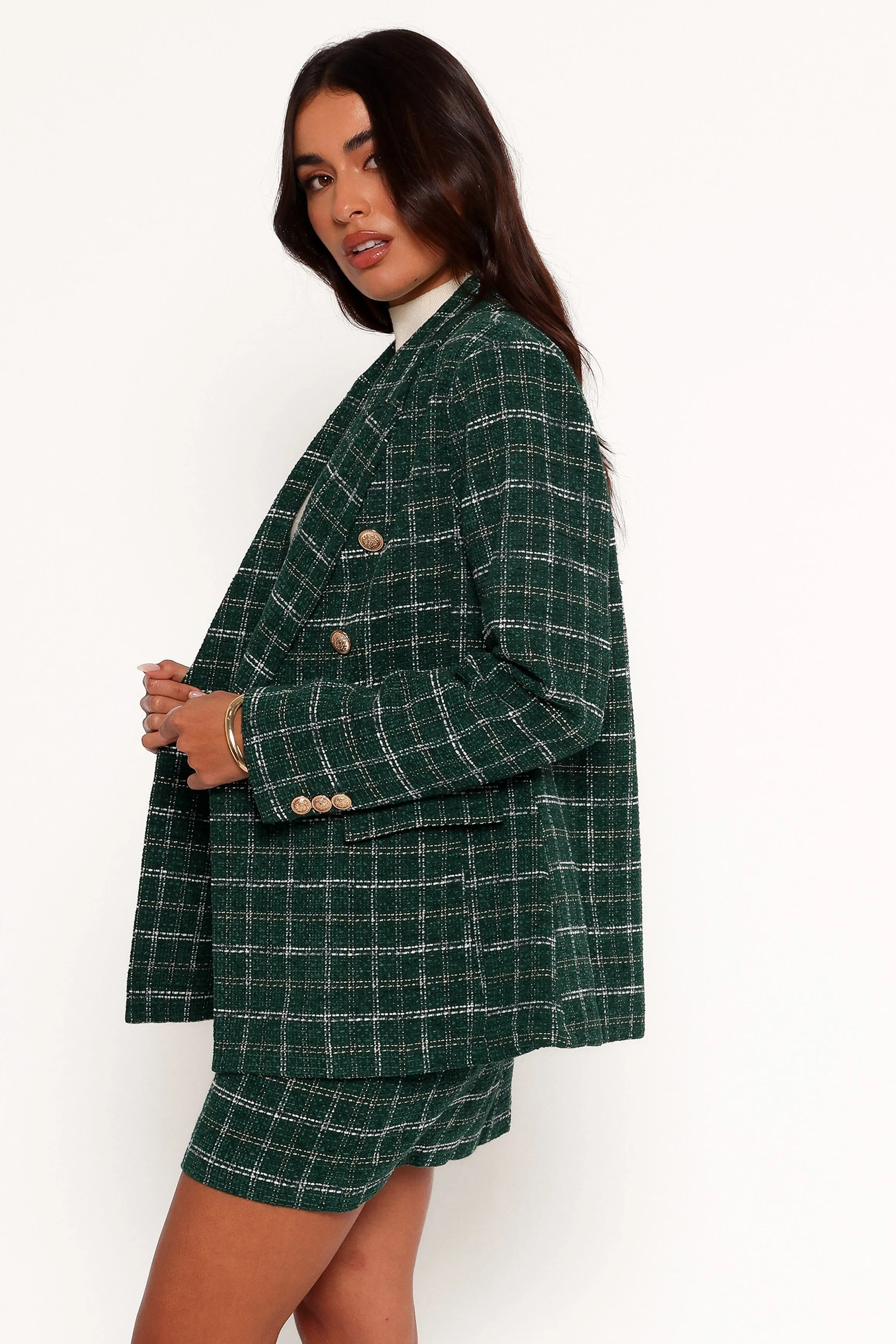 Jules Twill Plaid Blazer - Green sold by Petal & Pup product image thumbnail 3