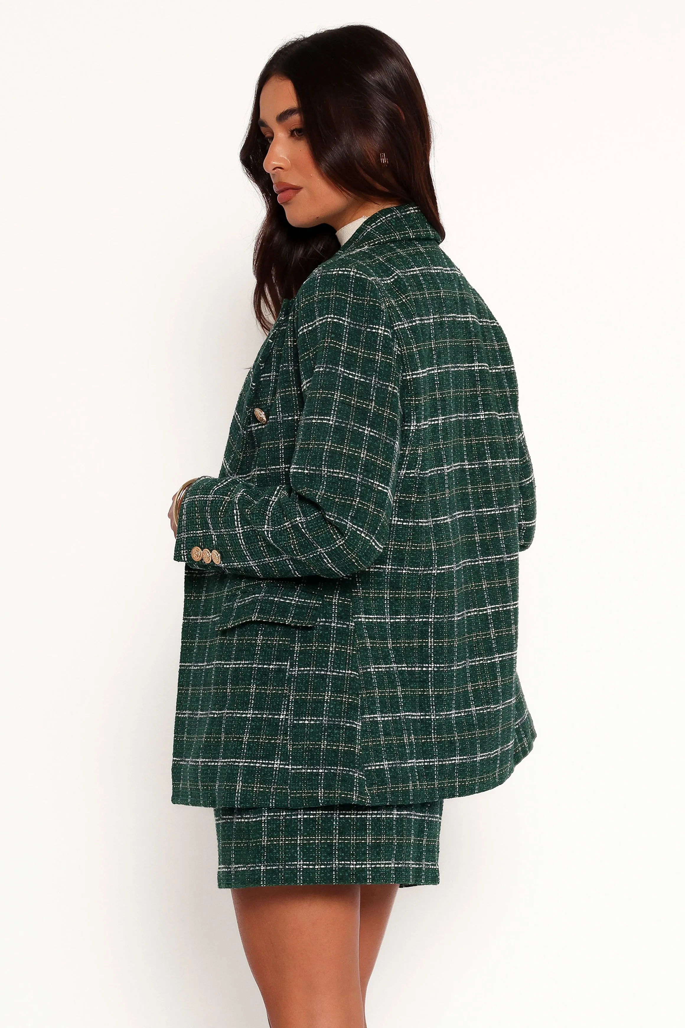 Jules Twill Plaid Blazer - Green sold by Petal & Pup product image thumbnail 4