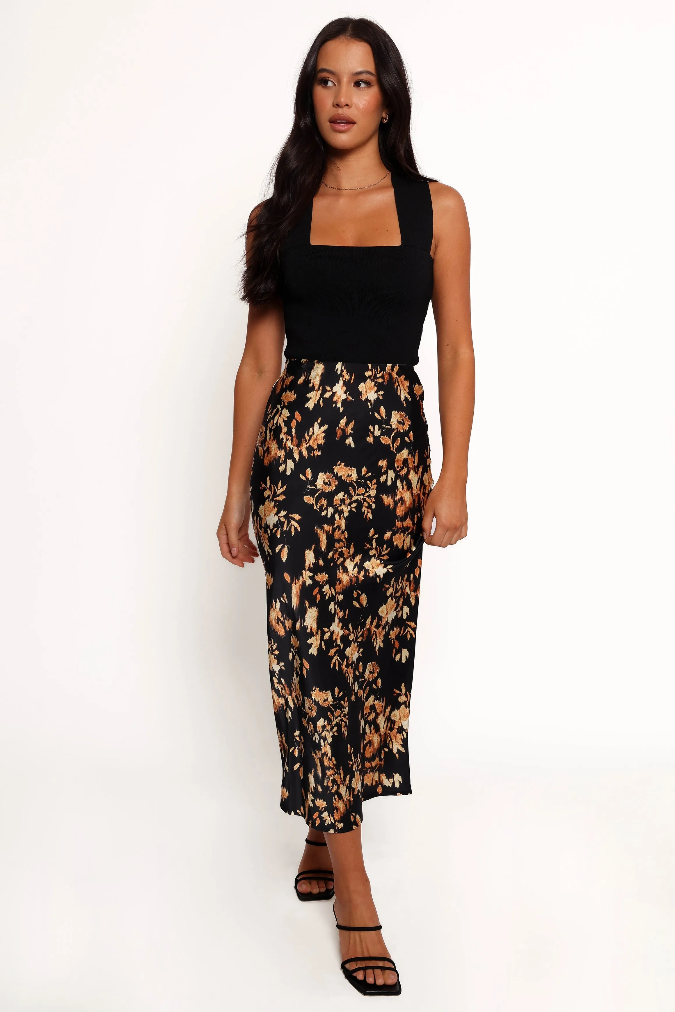 Kenna Satin Midi Skirt - Midnight Glow sold by Petal & Pup