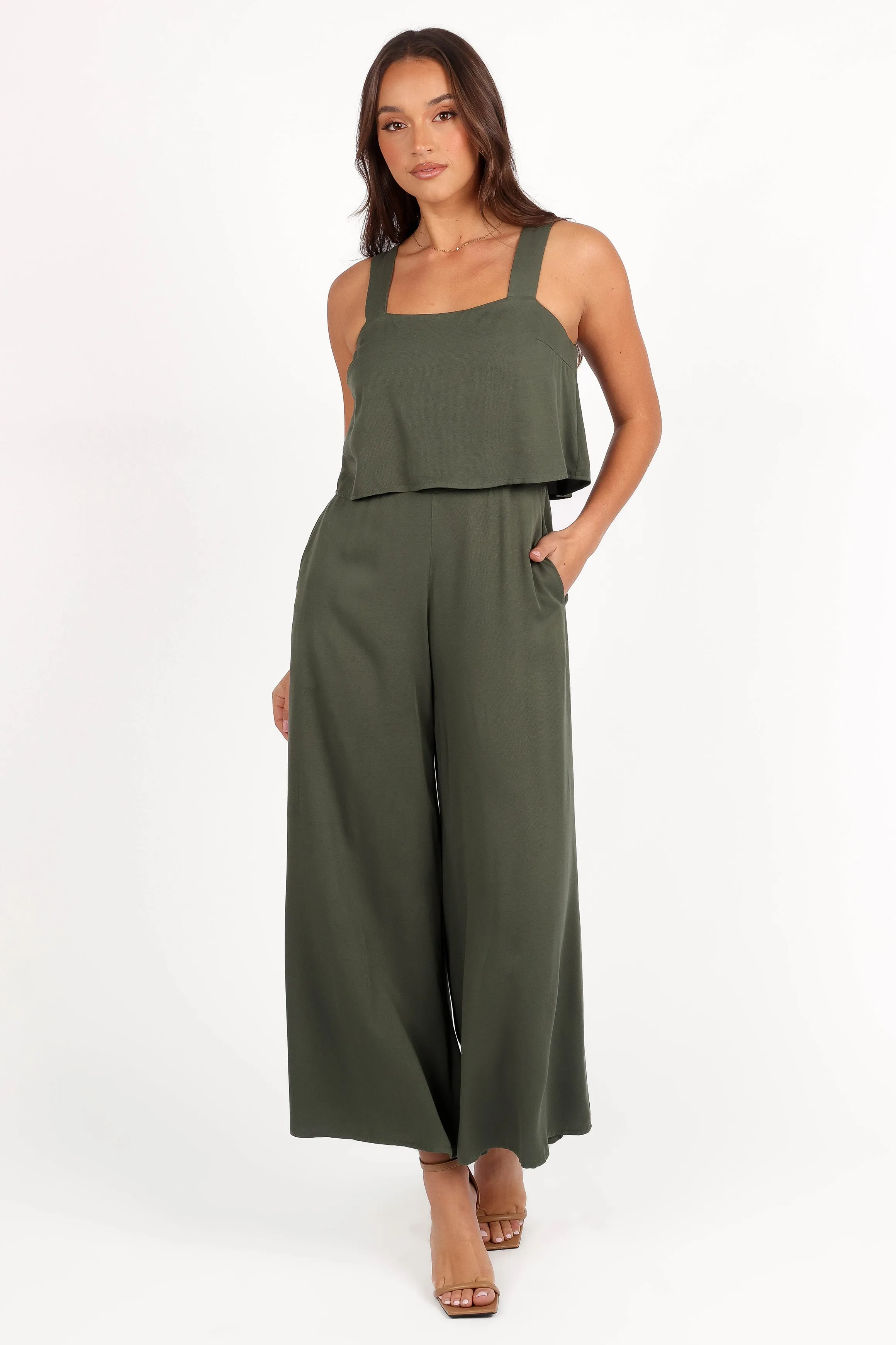 Delia Jumpsuit - Khaki sold by Petal & Pup