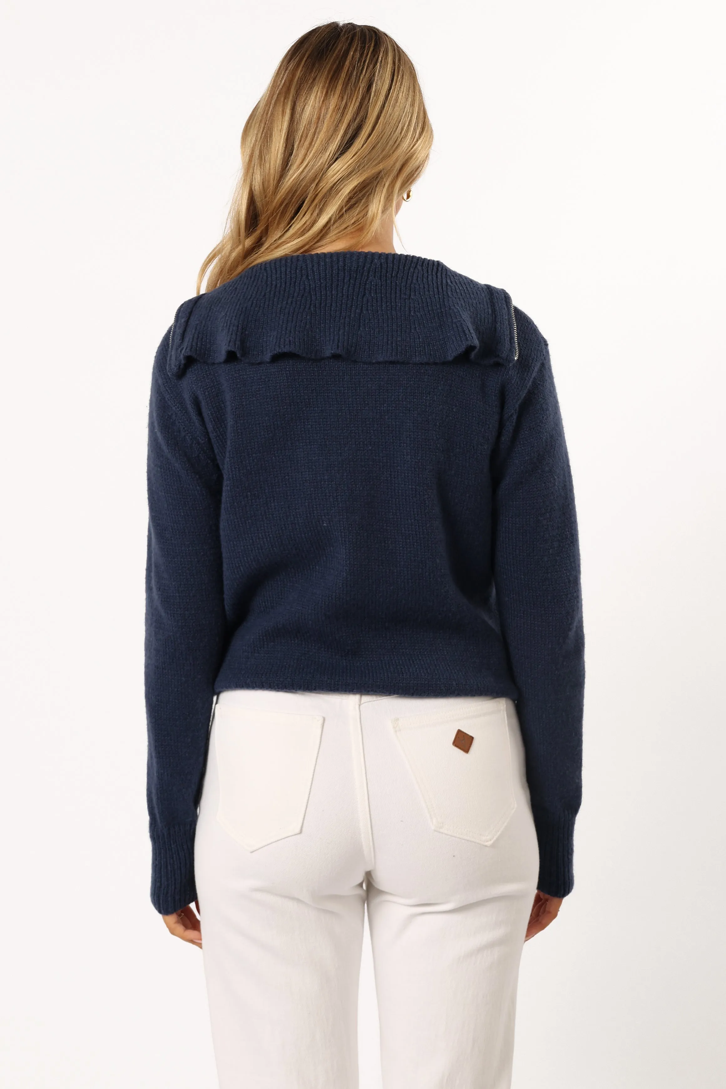 Viara Quarter Zip Knit Sweater - Navy sold by Petal & Pup product image thumbnail 4
