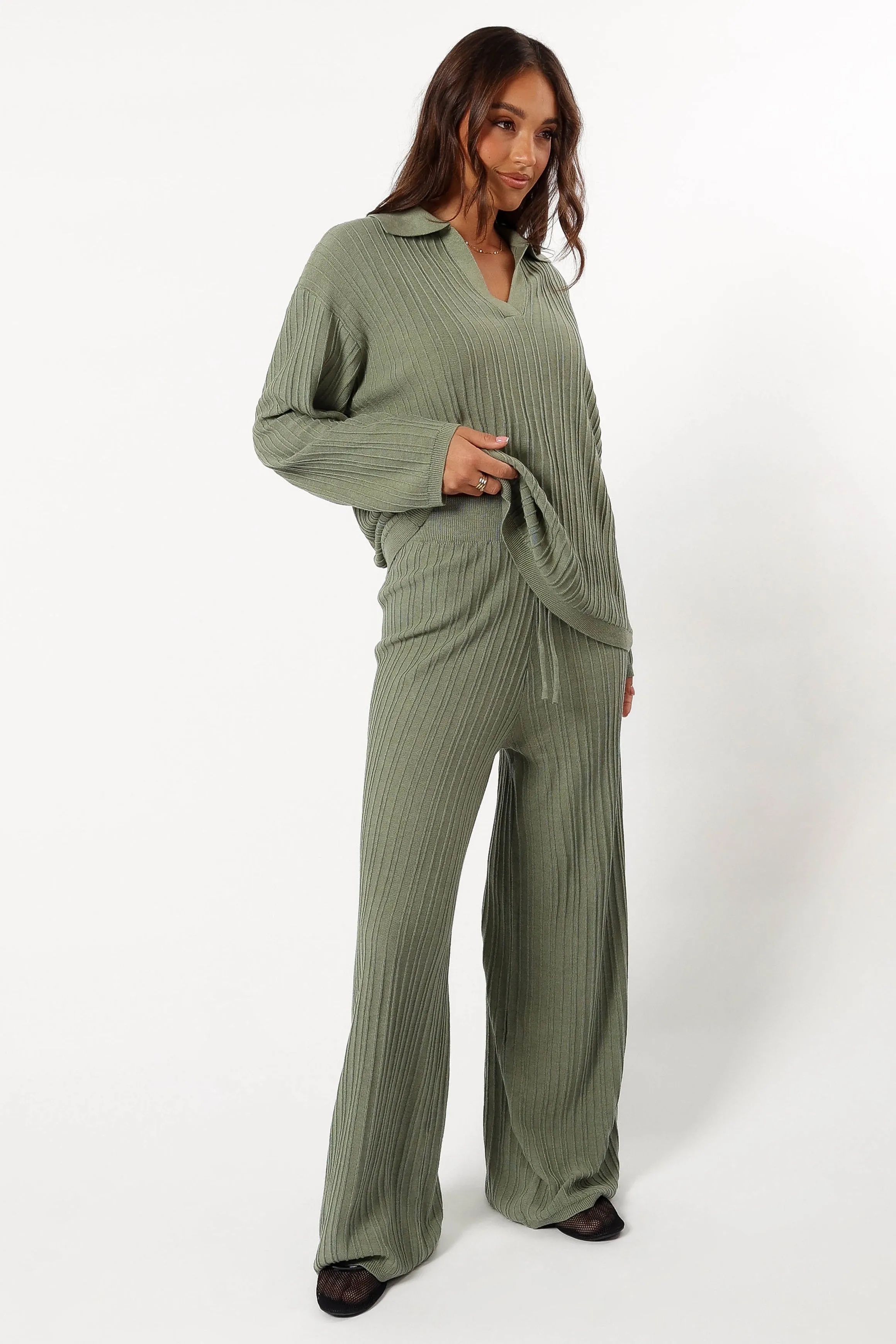 Sonole Cable Knit Pant - Khaki sold by Petal & Pup product image thumbnail 5