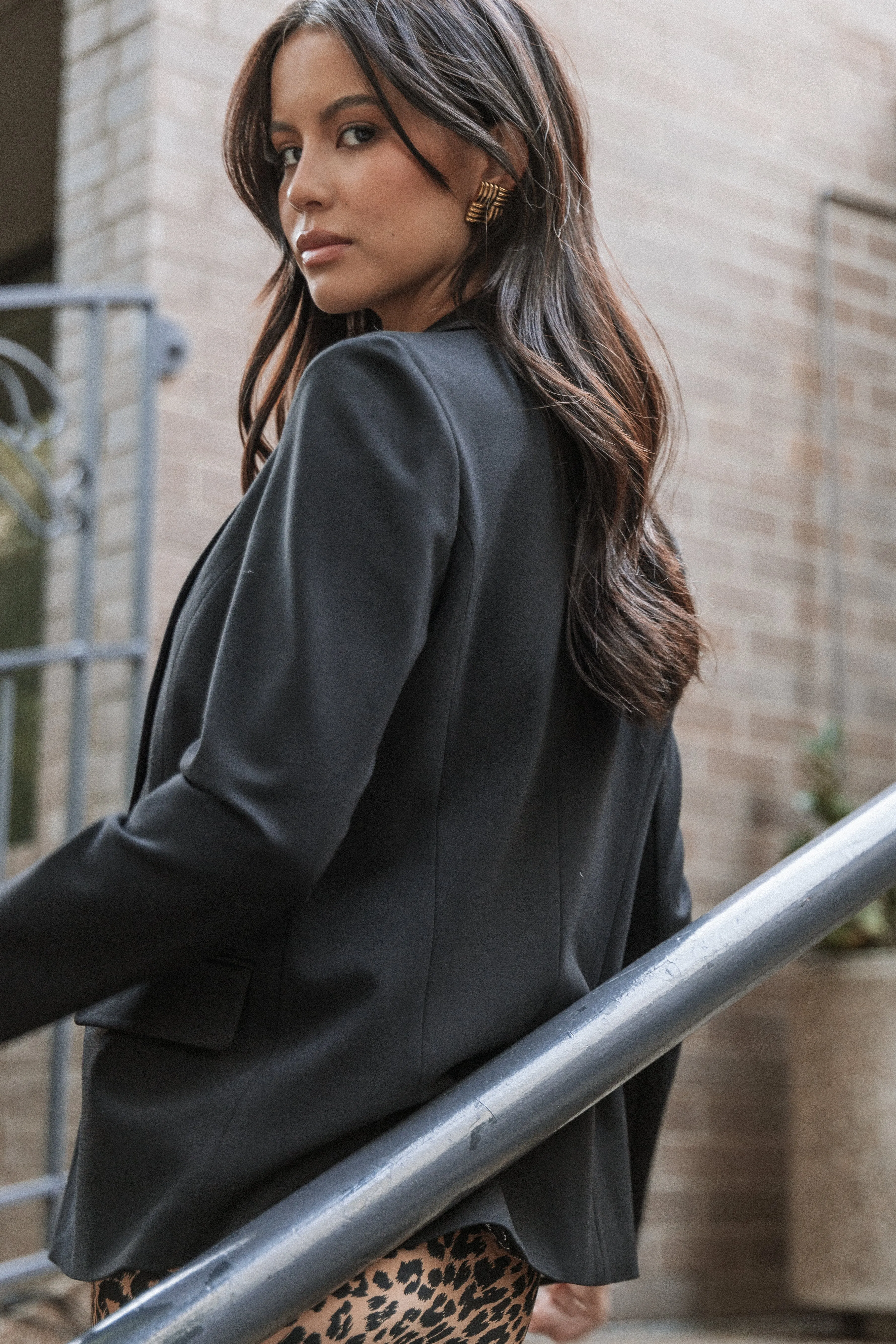 Ronny Open Front Knit Blazer - Black sold by Petal & Pup