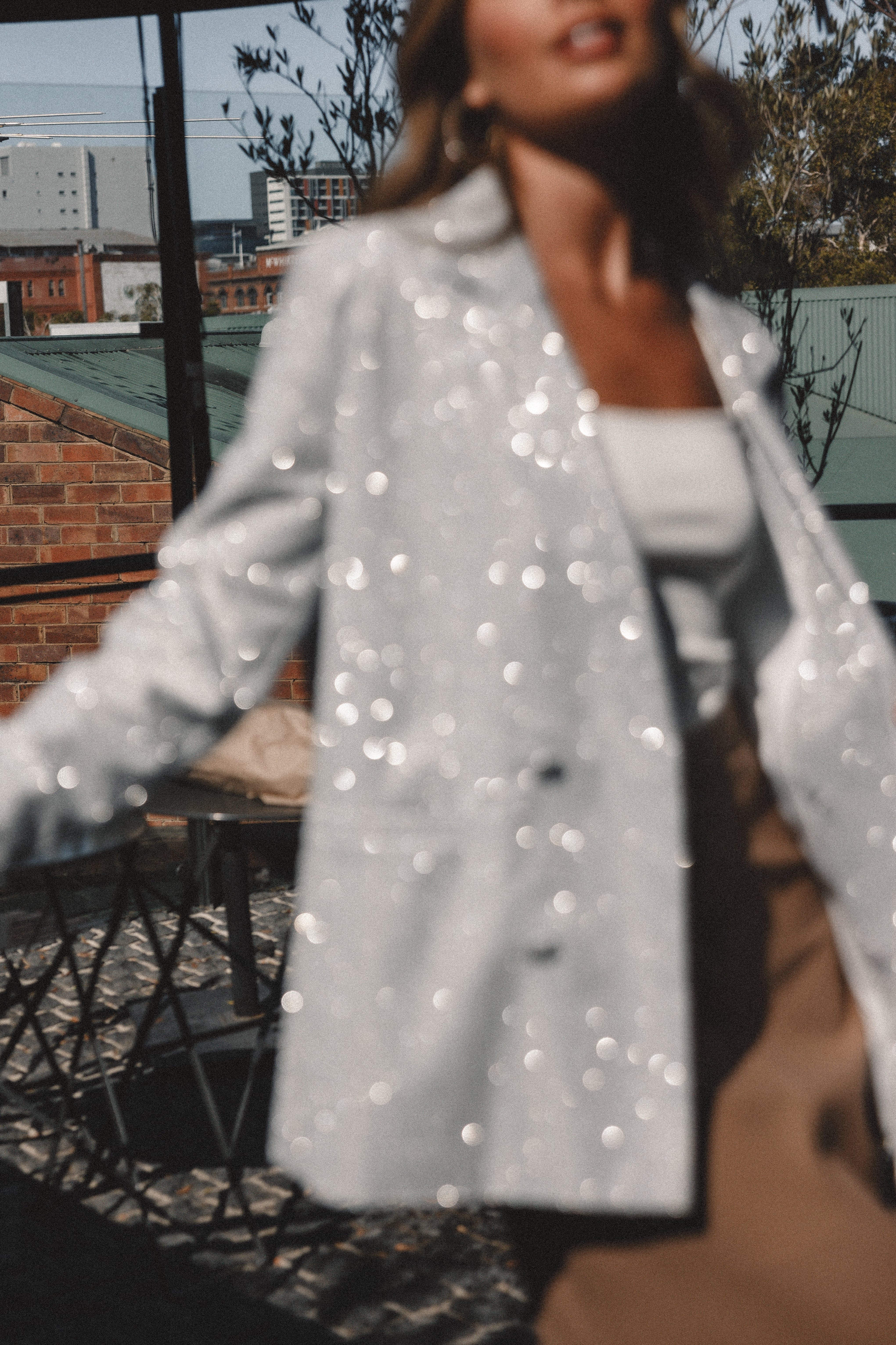 Kensley Shimmer Double Button Blazer - Cream sold by Petal & Pup product image thumbnail 2