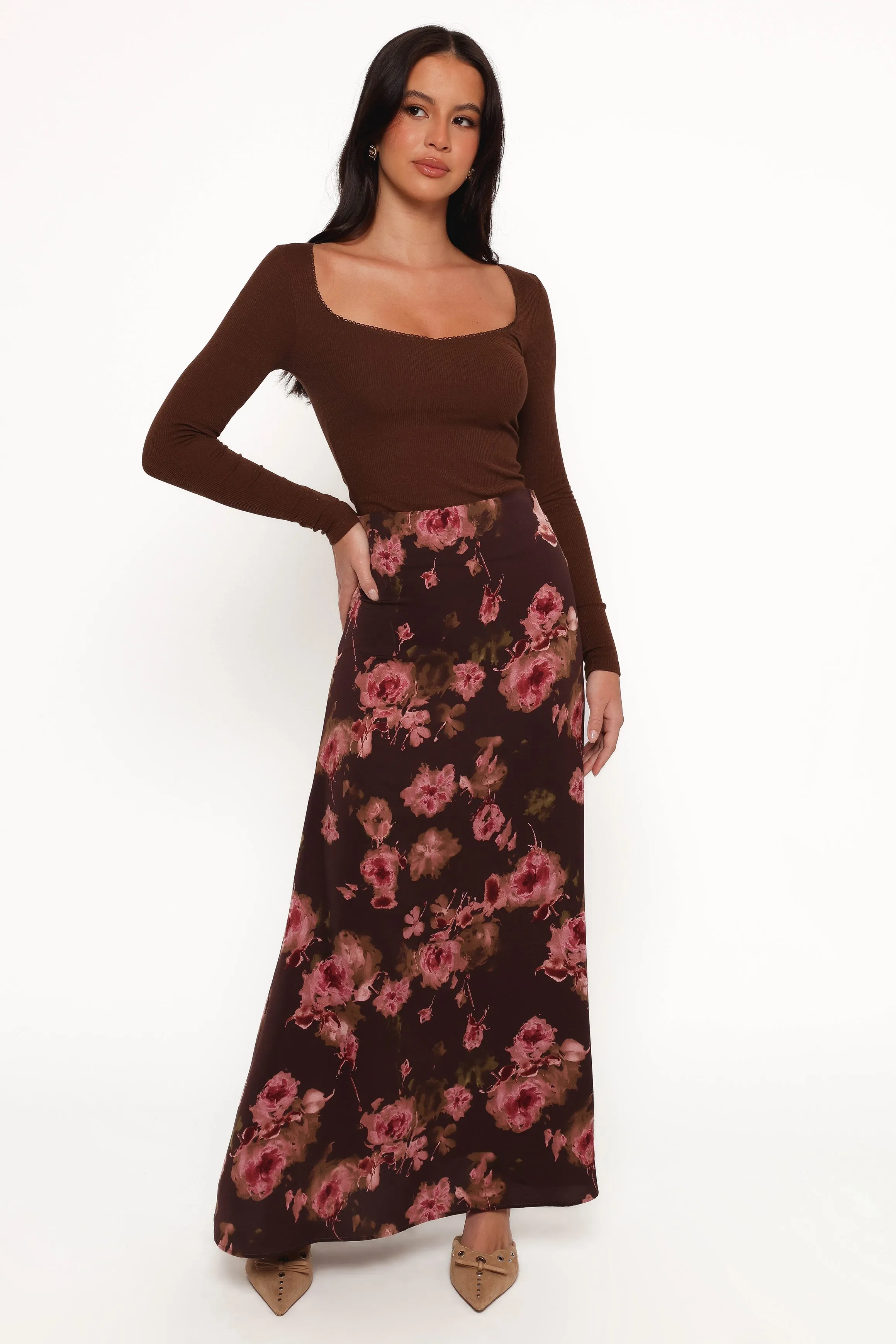 Vivie Midi Skirt - Chocolate Floral sold by Petal & Pup product image thumbnail 3