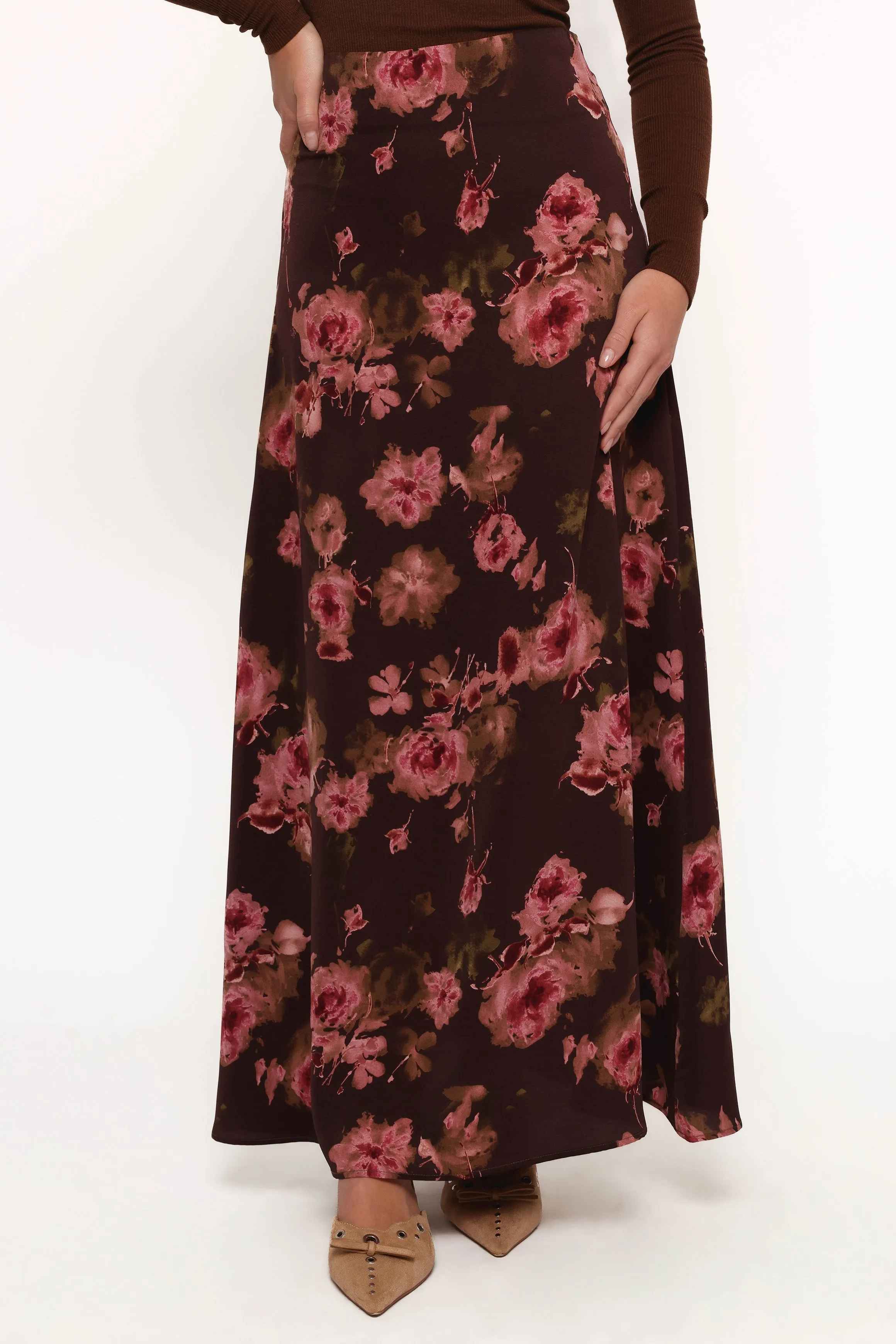 Vivie Midi Skirt - Chocolate Floral sold by Petal & Pup product image thumbnail 4