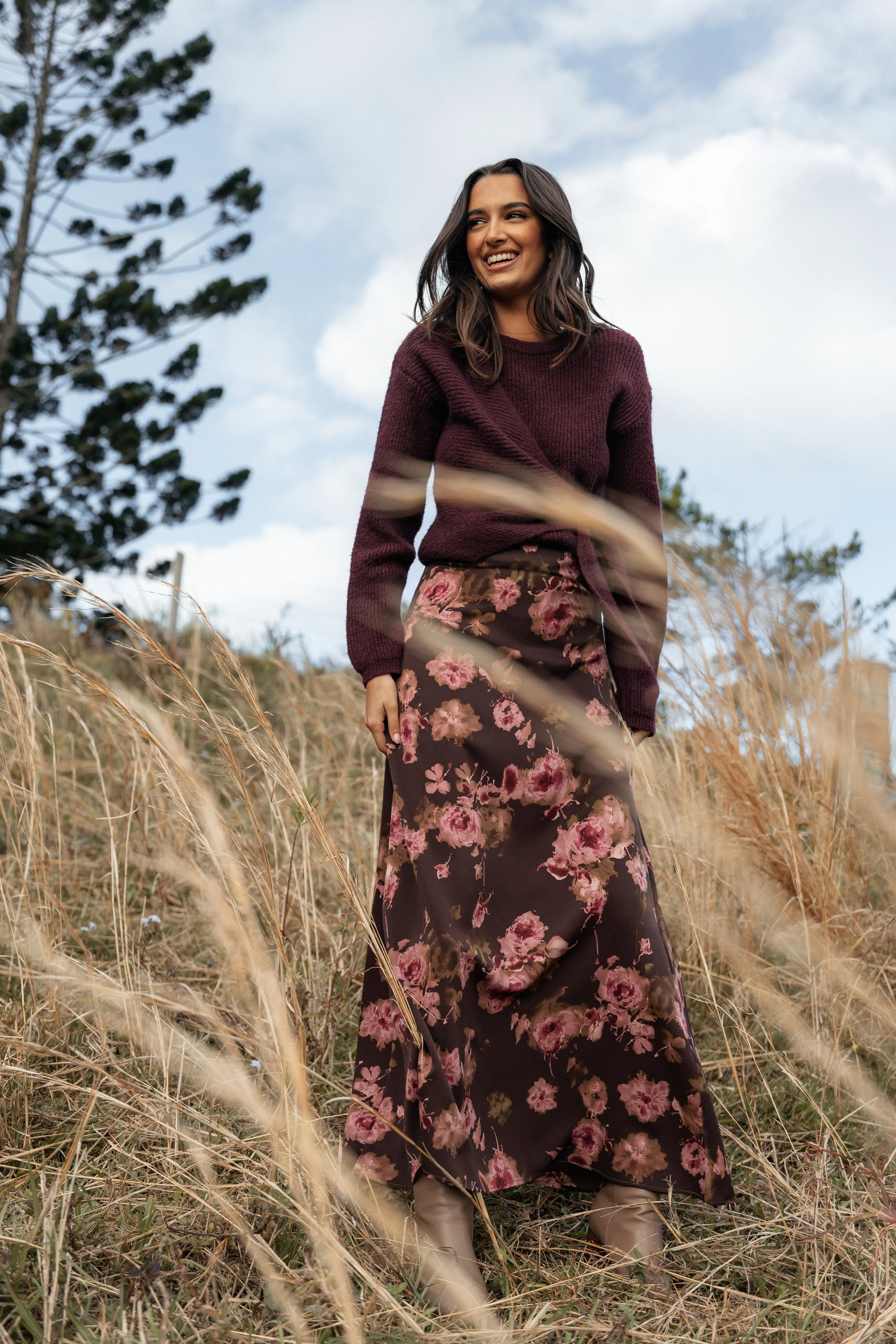 Vivie Midi Skirt - Chocolate Floral sold by Petal & Pup product image thumbnail 2