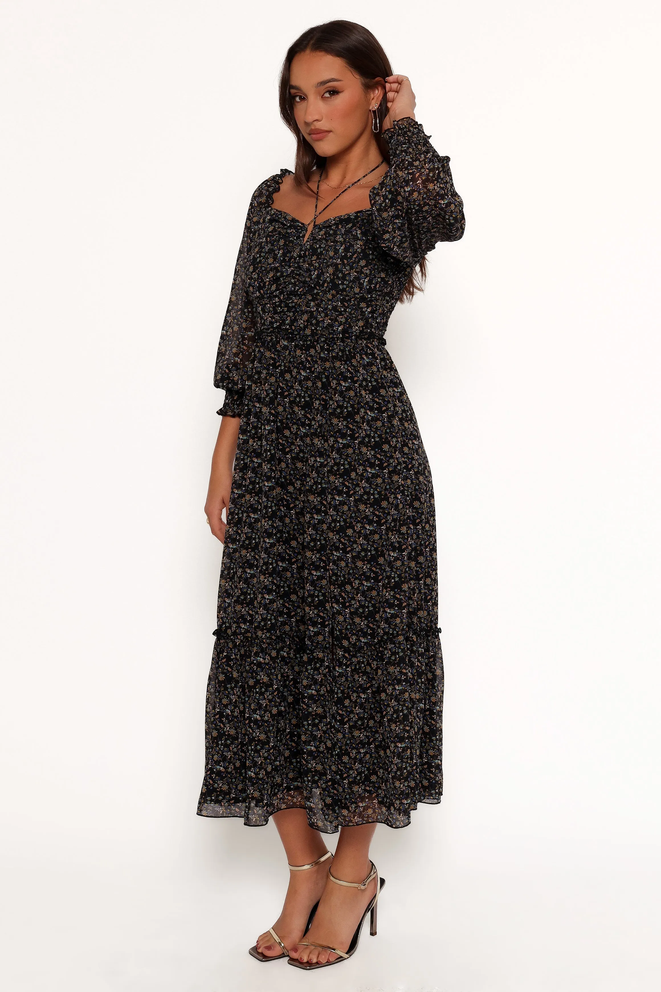 Keziah Long Sleeve Maxi Dress - Navy Ditsy Floral sold by Petal & Pup product image thumbnail 5