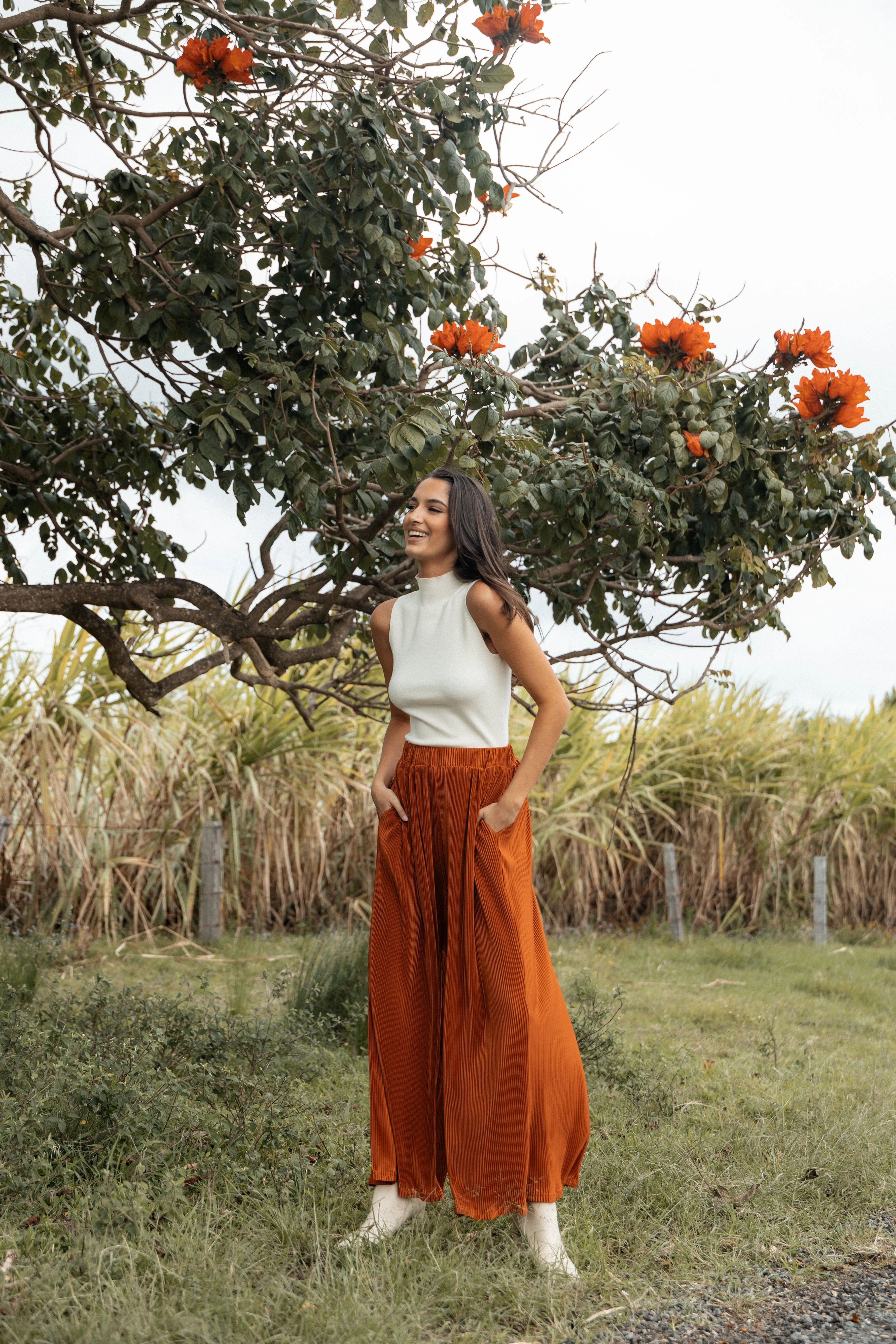Leria Wide Pant - Burnt Orange sold by Petal & Pup